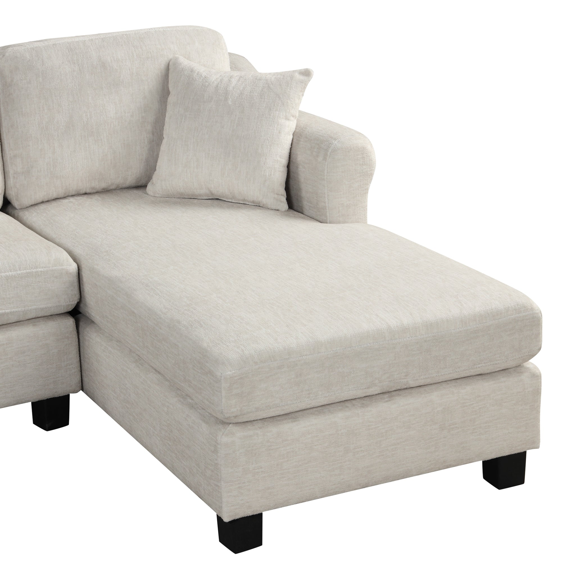 Modern and Cozy Design: 122.1" * 91.3" 4pcs Sectional Sofa with Ottoman - Velvet Fabric White Sensual Secret Boutique