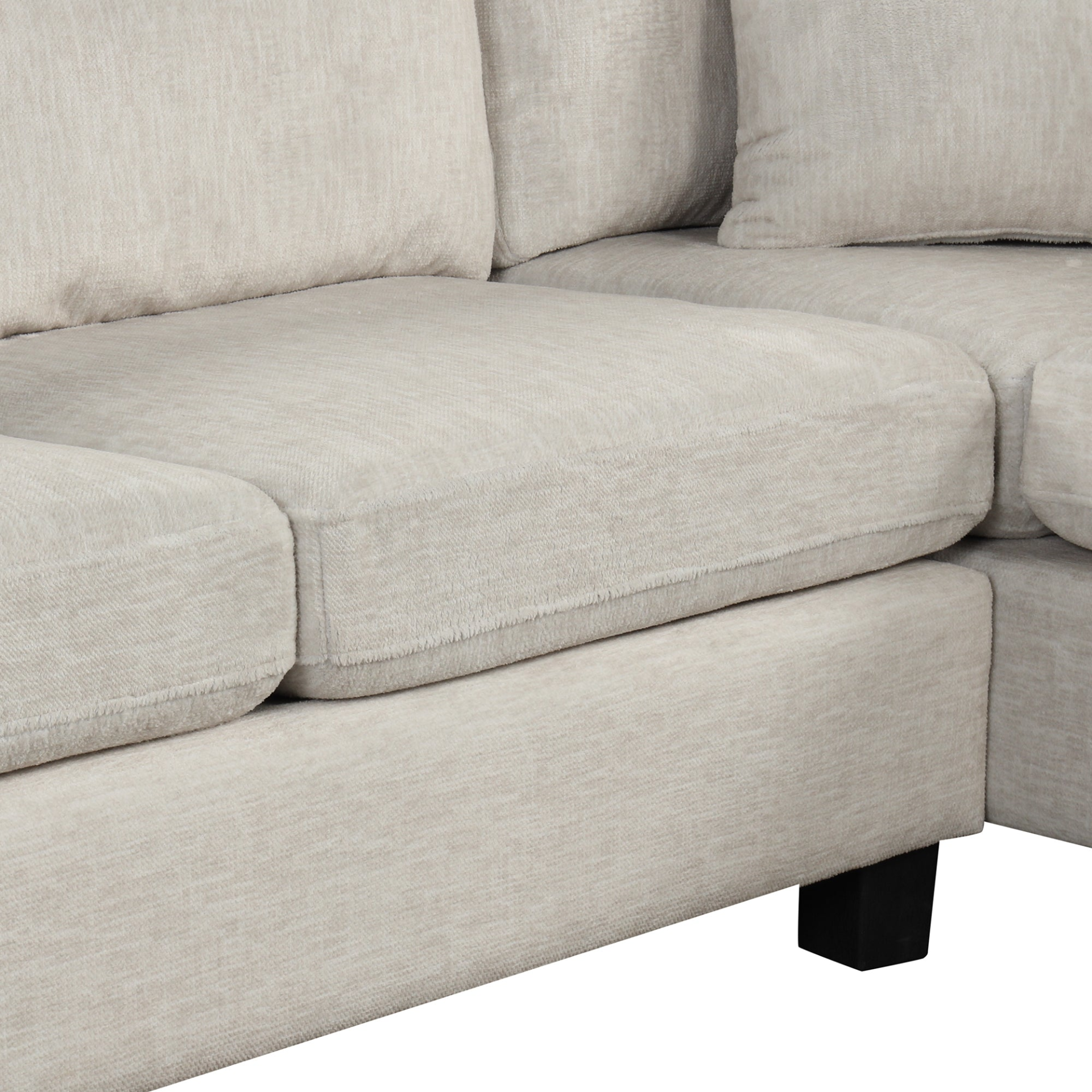 Modern and Cozy Design: 122.1" * 91.3" 4pcs Sectional Sofa with Ottoman - Velvet Fabric White Sensual Secret Boutique