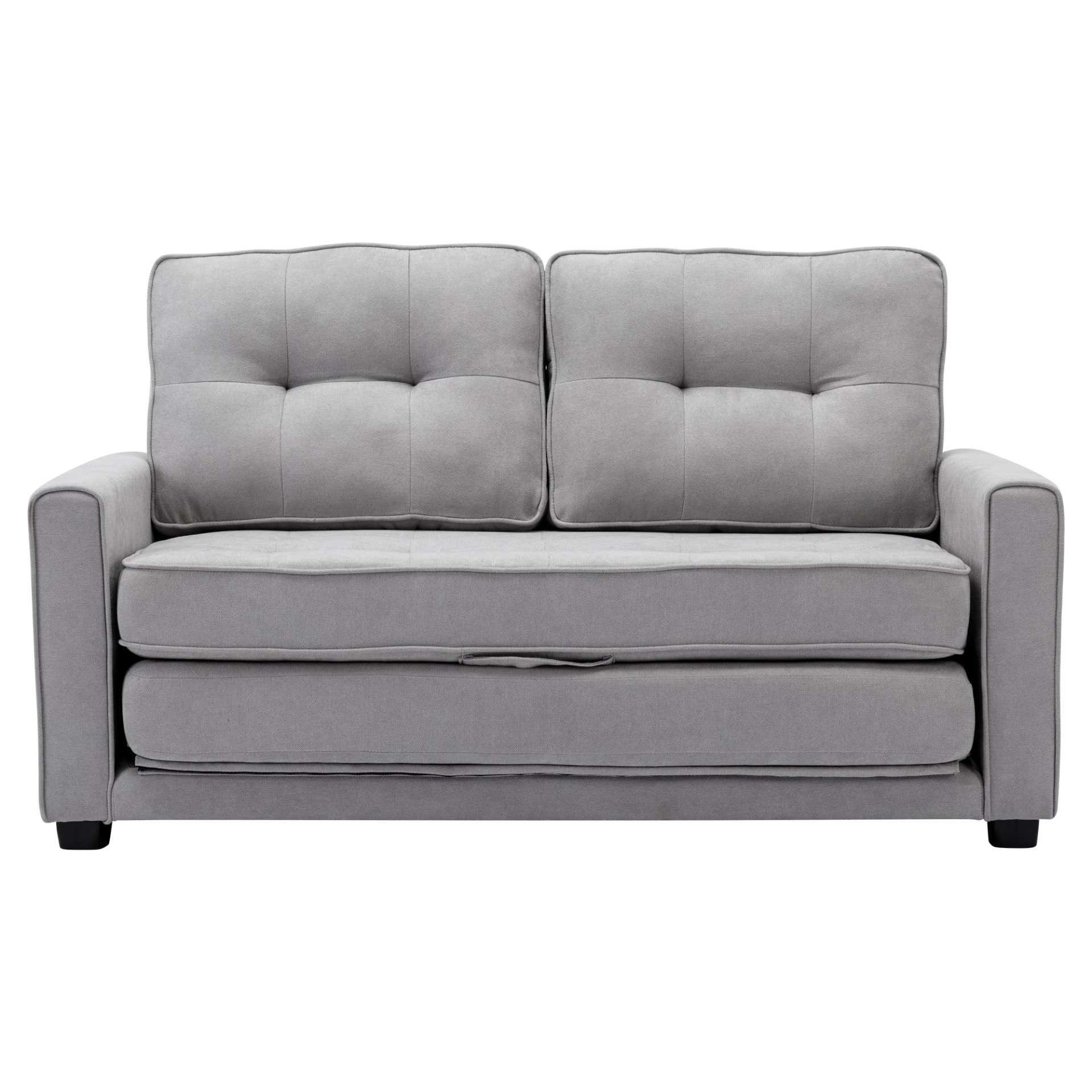 59.4" Loveseat Sofa with Pull-Out Bed Modern Upholstered Couch with Side Pocket for Living Room Office, Grey Sensual Secret Boutique