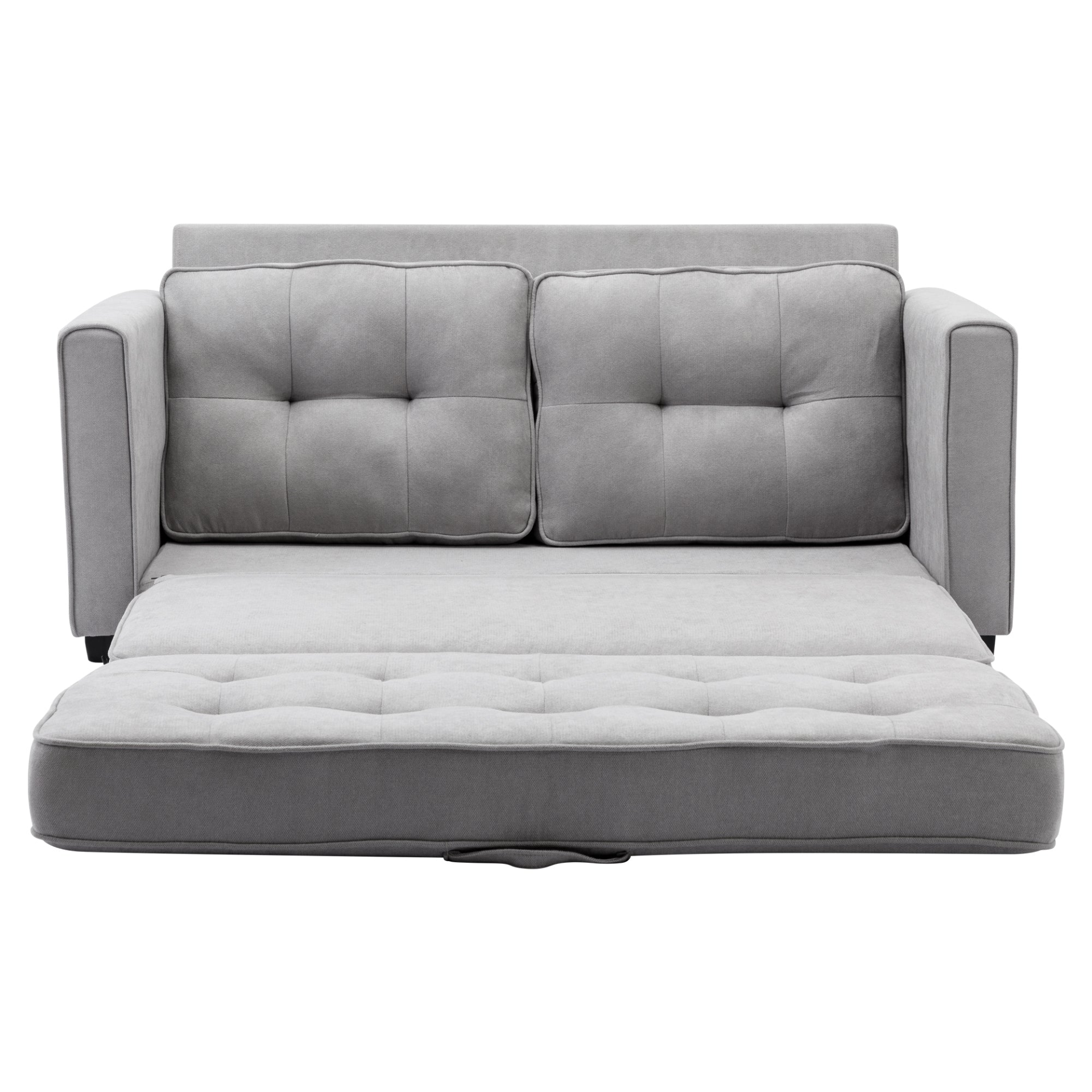 59.4" Loveseat Sofa with Pull-Out Bed Modern Upholstered Couch with Side Pocket for Living Room Office, Grey Sensual Secret Boutique