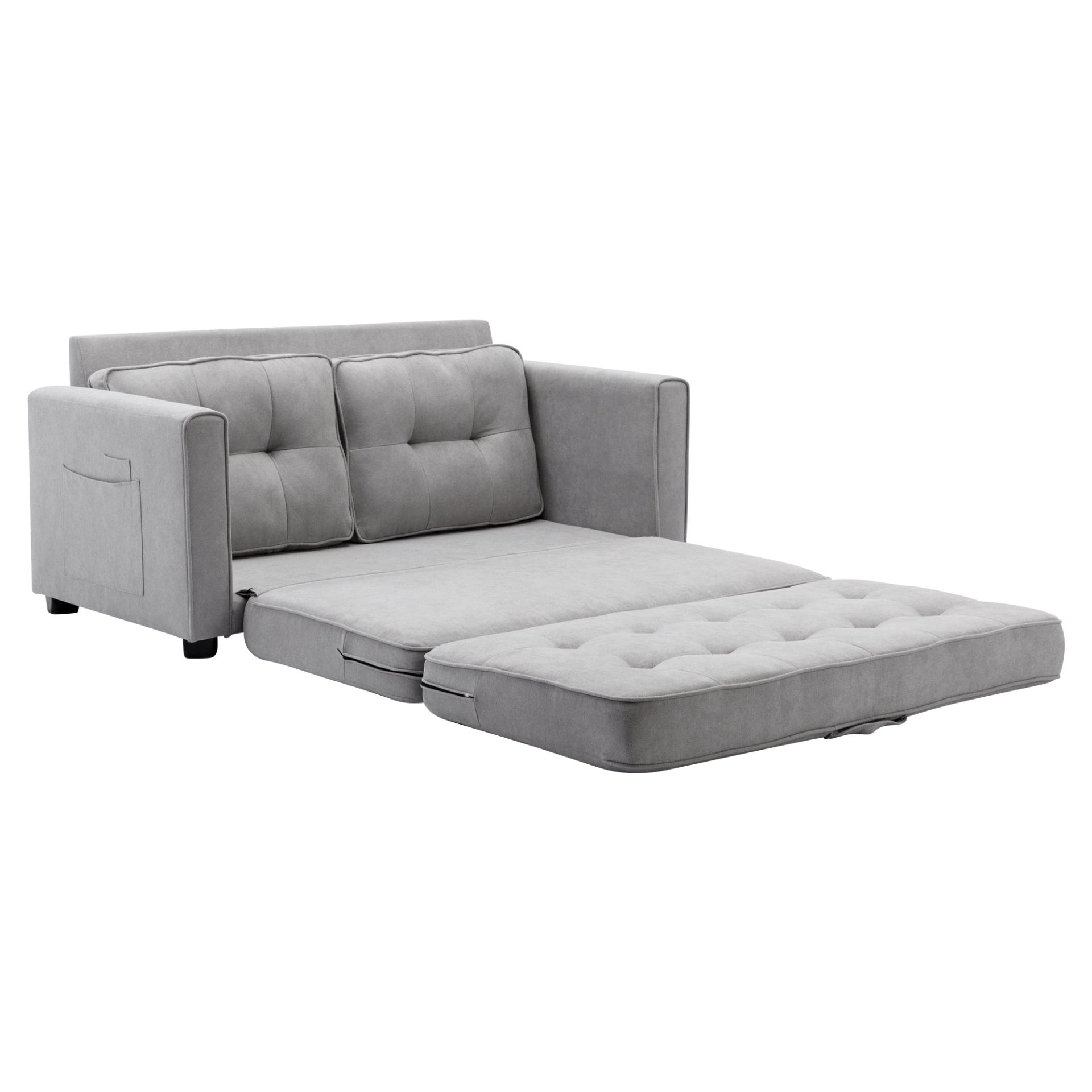 59.4" Loveseat Sofa with Pull-Out Bed Modern Upholstered Couch with Side Pocket for Living Room Office, Grey Sensual Secret Boutique