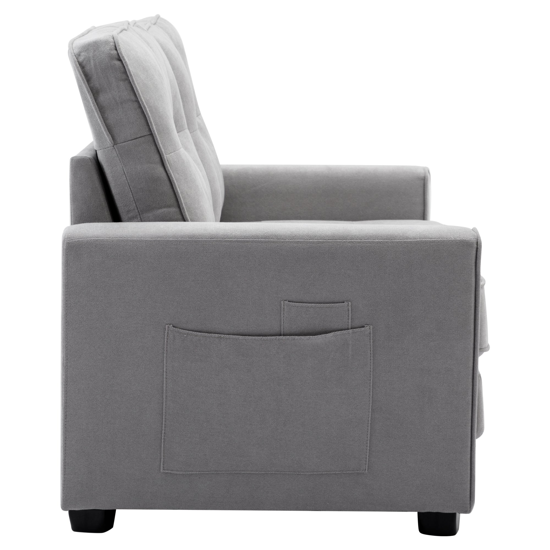 59.4" Loveseat Sofa with Pull-Out Bed Modern Upholstered Couch with Side Pocket for Living Room Office, Grey Sensual Secret Boutique