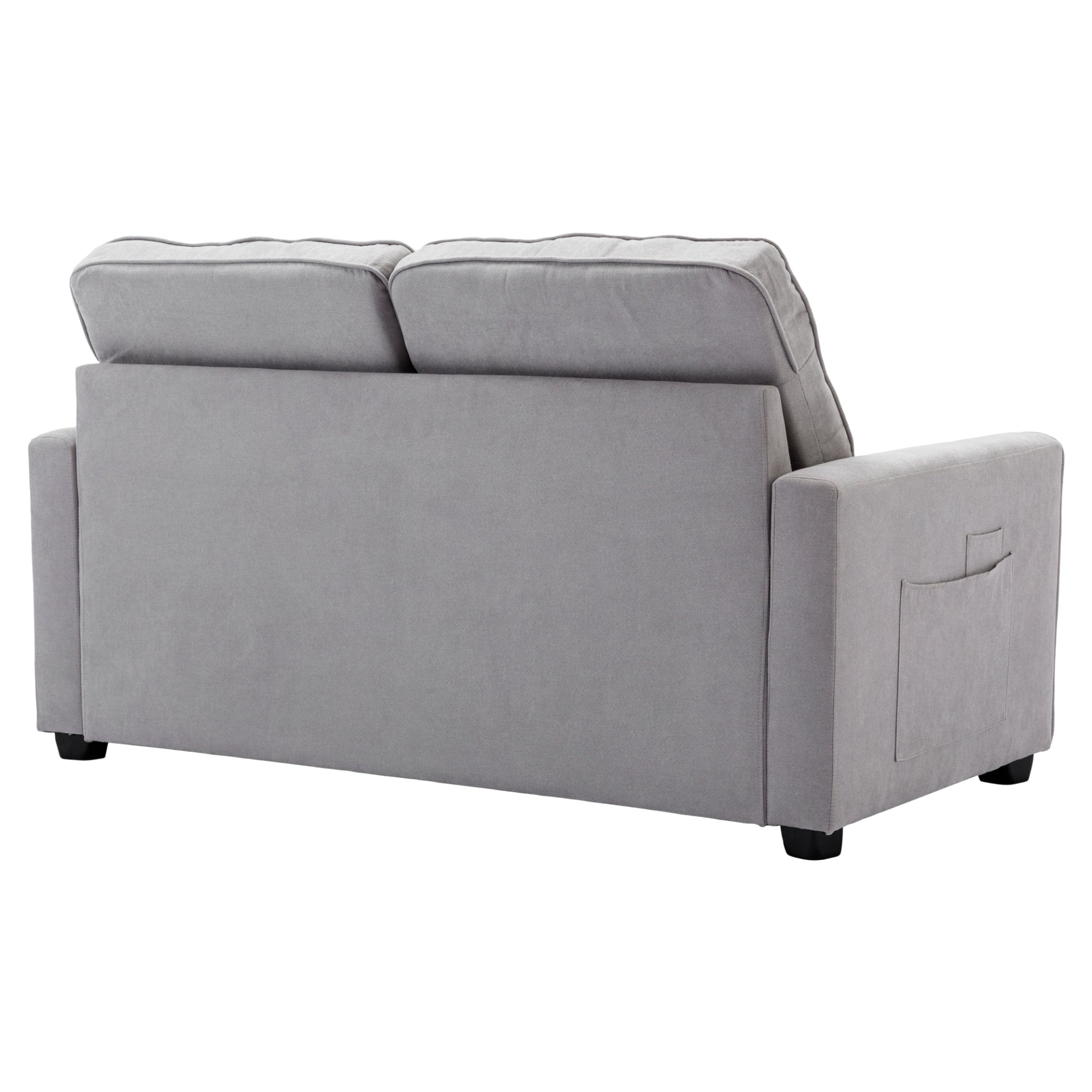 59.4" Loveseat Sofa with Pull-Out Bed Modern Upholstered Couch with Side Pocket for Living Room Office, Grey Sensual Secret Boutique