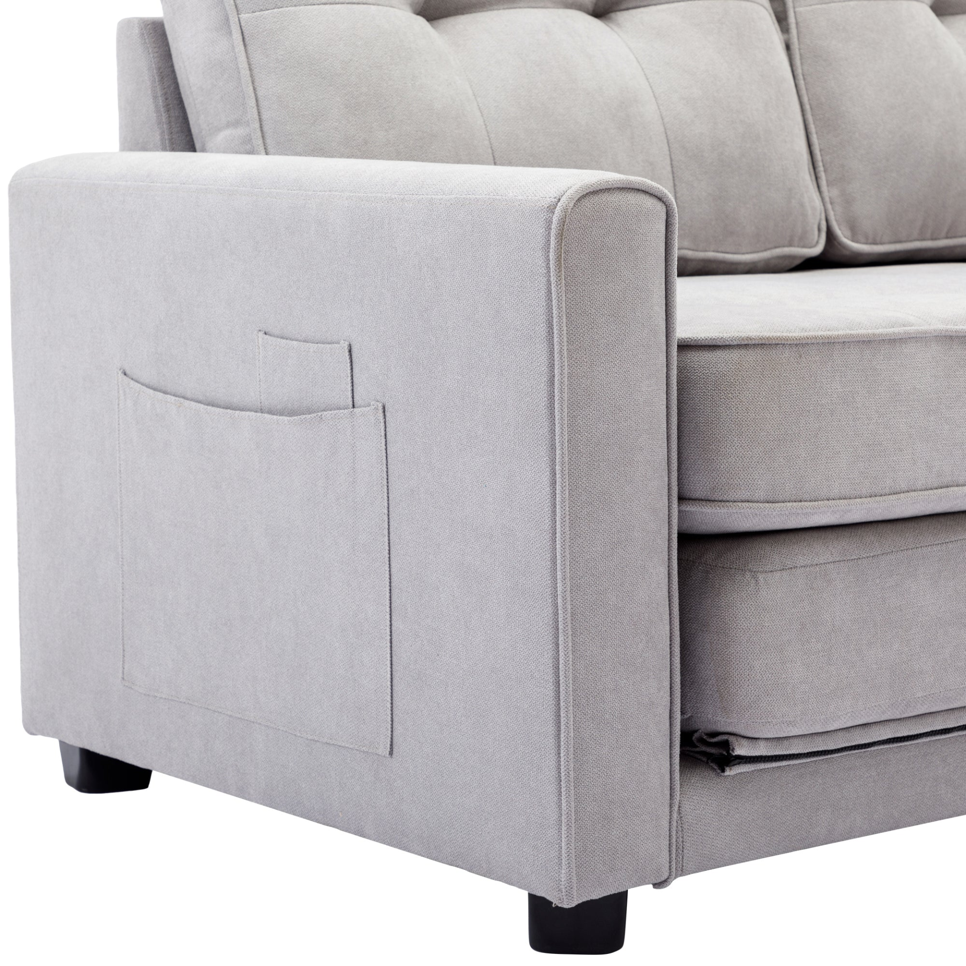 59.4" Loveseat Sofa with Pull-Out Bed Modern Upholstered Couch with Side Pocket for Living Room Office, Grey Sensual Secret Boutique