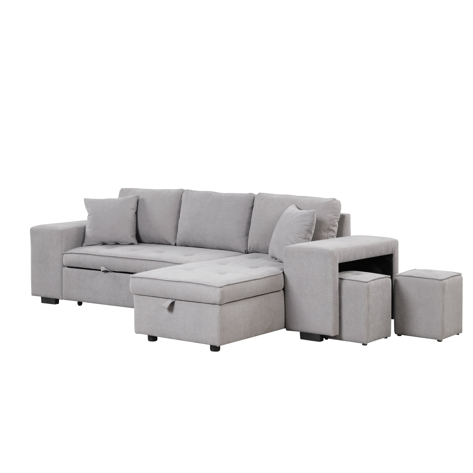 104" Pull Out Sleeper Sofa Reversible L-Shape Sectional Couch - Gray Sensual Secret Boutique