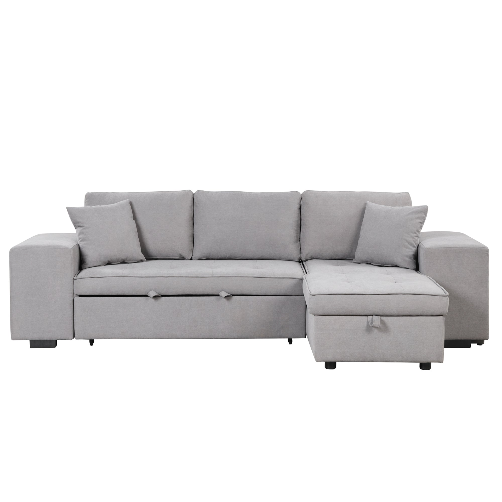 104" Pull Out Sleeper Sofa Reversible L-Shape Sectional Couch - Gray Sensual Secret Boutique