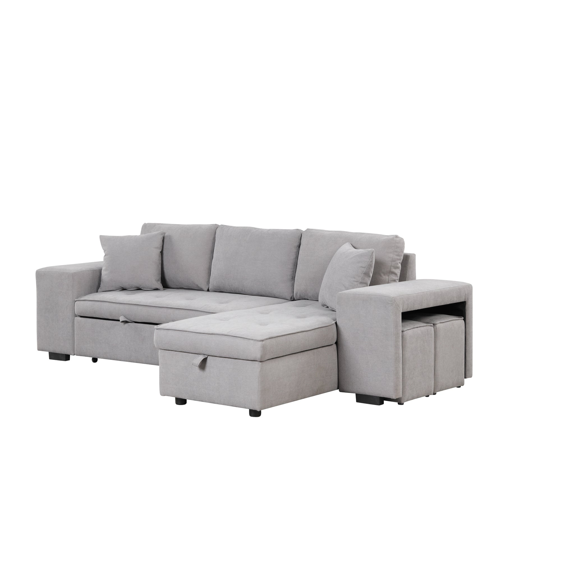 104" Pull Out Sleeper Sofa Reversible L-Shape Sectional Couch - Gray Sensual Secret Boutique