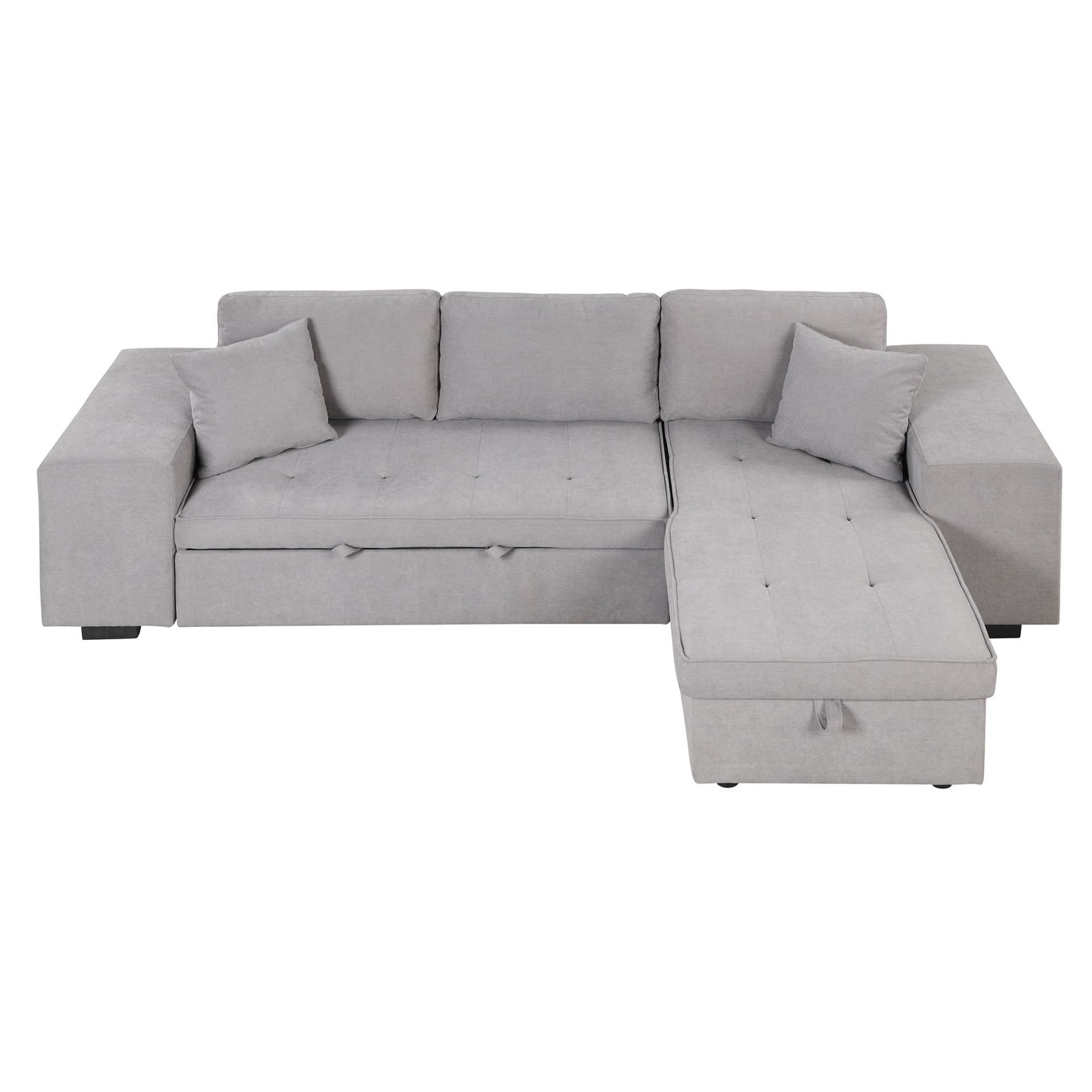 104" Pull Out Sleeper Sofa Reversible L-Shape Sectional Couch - Gray Sensual Secret Boutique