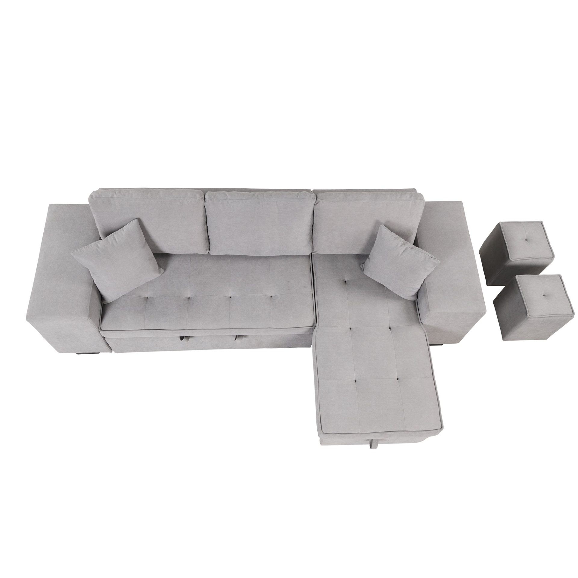 104" Pull Out Sleeper Sofa Reversible L-Shape Sectional Couch - Gray Sensual Secret Boutique