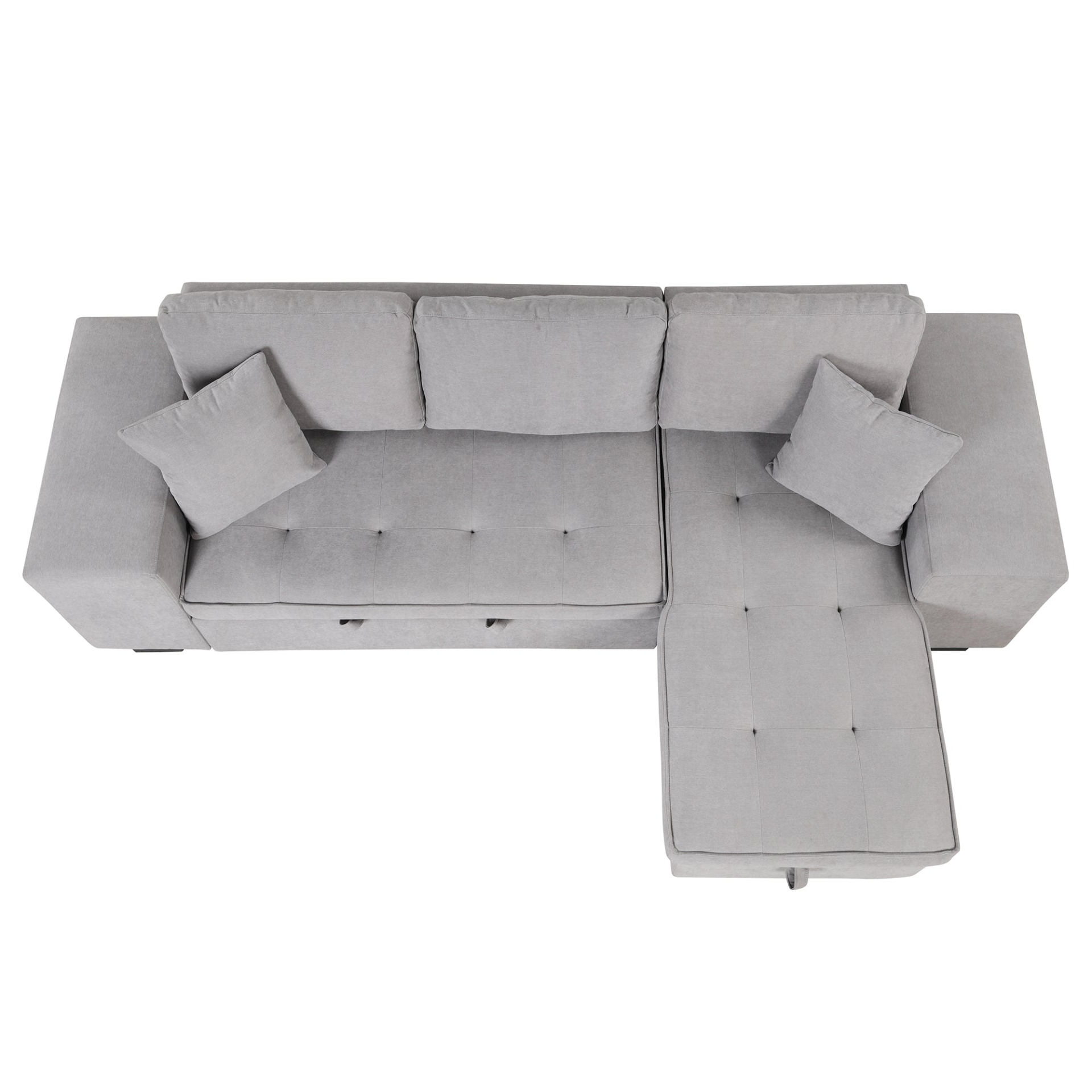 104" Pull Out Sleeper Sofa Reversible L-Shape Sectional Couch - Gray Sensual Secret Boutique