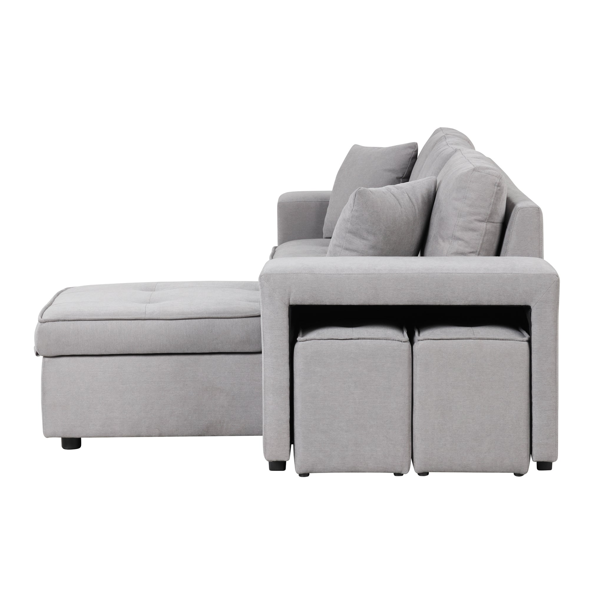 104" Pull Out Sleeper Sofa Reversible L-Shape Sectional Couch - Gray Sensual Secret Boutique