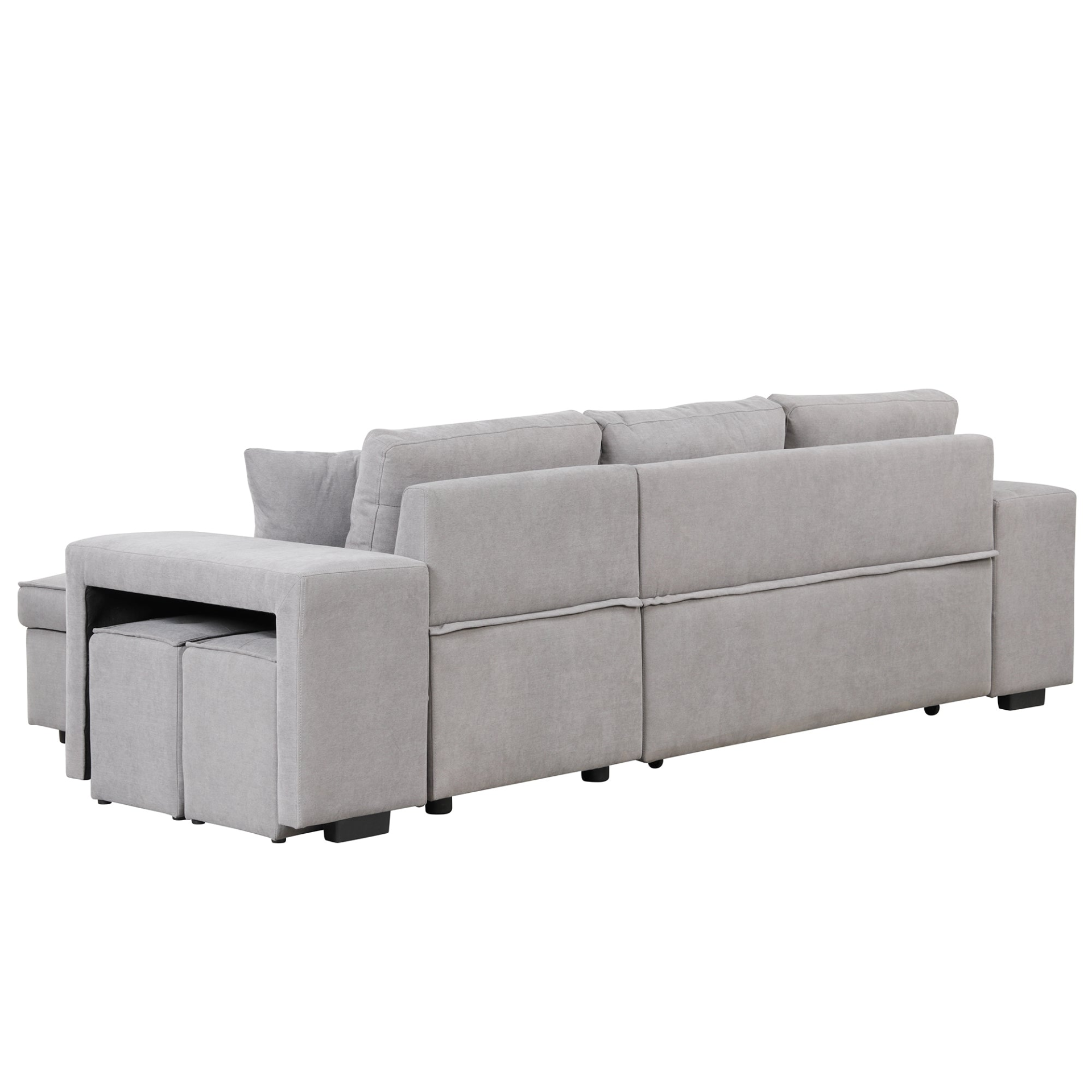 104" Pull Out Sleeper Sofa Reversible L-Shape Sectional Couch - Gray Sensual Secret Boutique