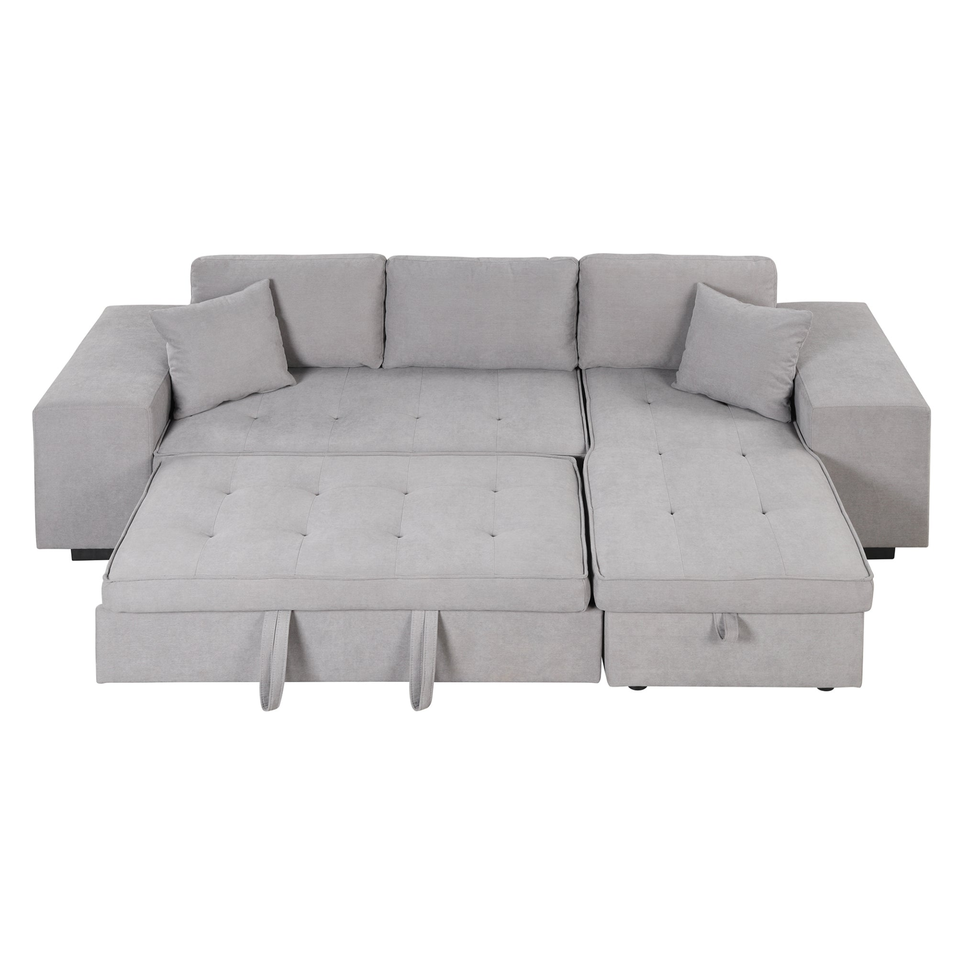 104" Pull Out Sleeper Sofa Reversible L-Shape Sectional Couch - Gray Sensual Secret Boutique