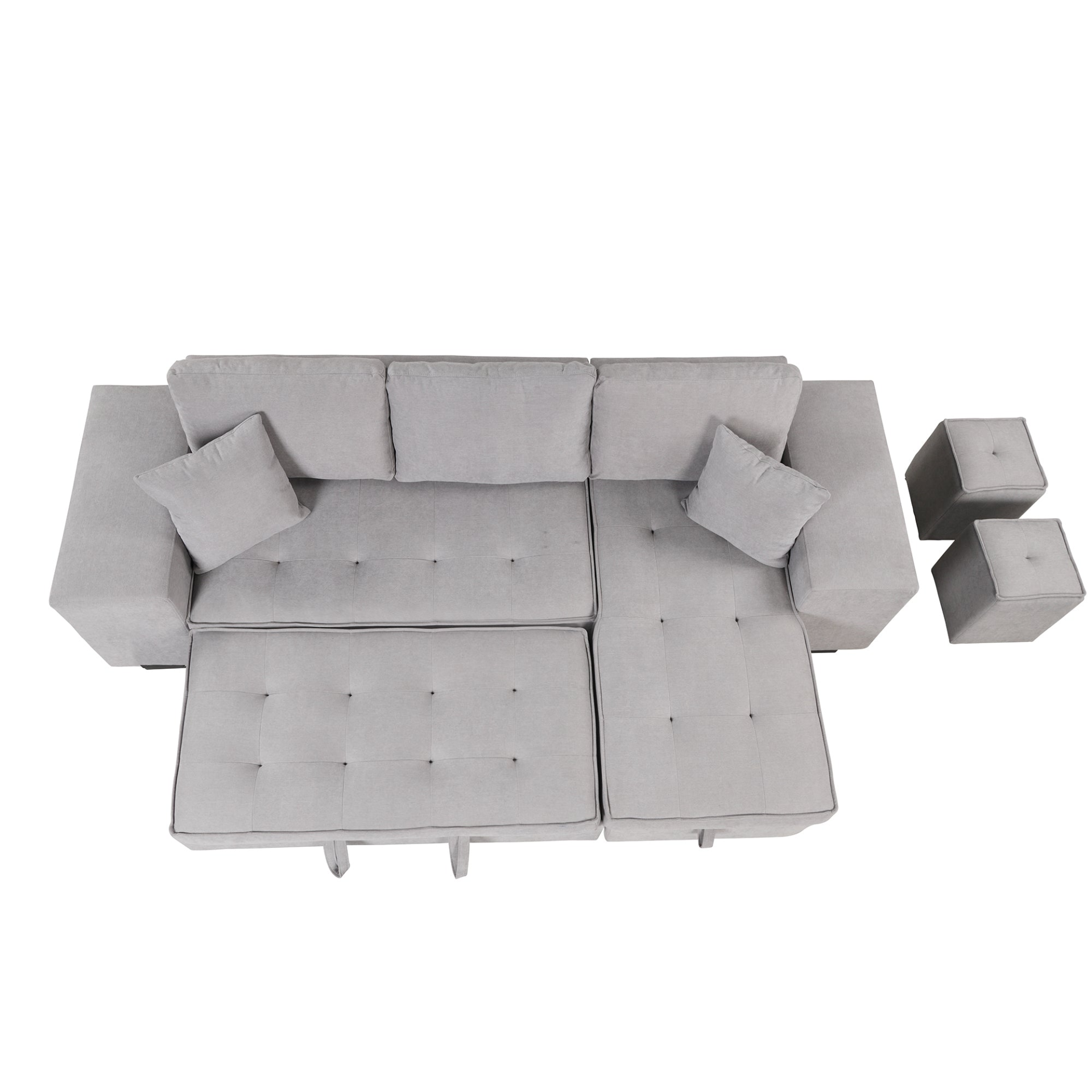 104" Pull Out Sleeper Sofa Reversible L-Shape Sectional Couch - Gray Sensual Secret Boutique