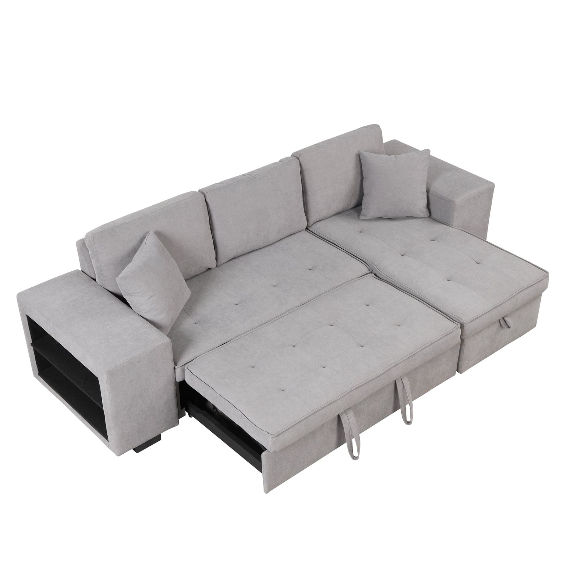 104" Pull Out Sleeper Sofa Reversible L-Shape Sectional Couch - Gray Sensual Secret Boutique