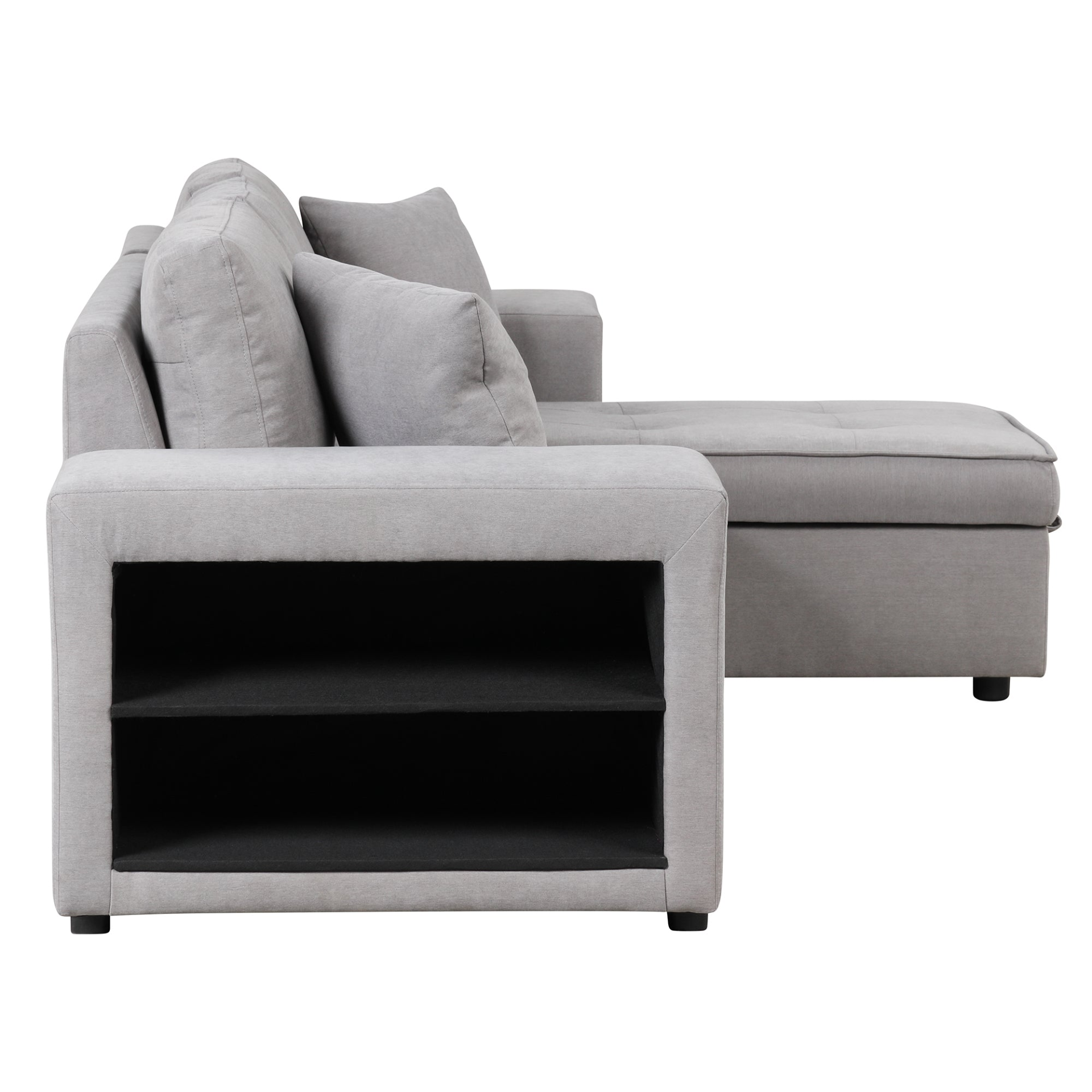 104" Pull Out Sleeper Sofa Reversible L-Shape Sectional Couch - Gray Sensual Secret Boutique