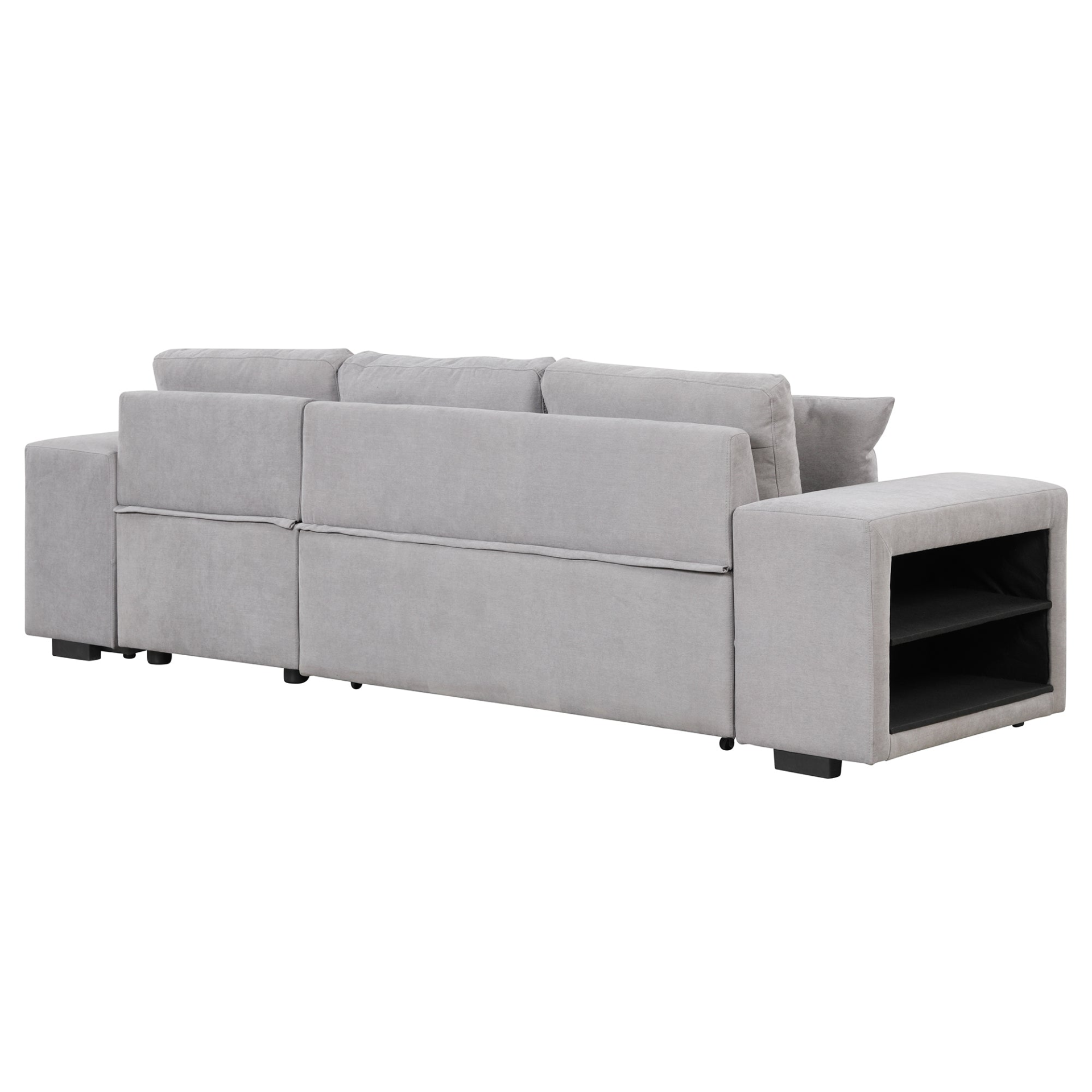 104" Pull Out Sleeper Sofa Reversible L-Shape Sectional Couch - Gray Sensual Secret Boutique