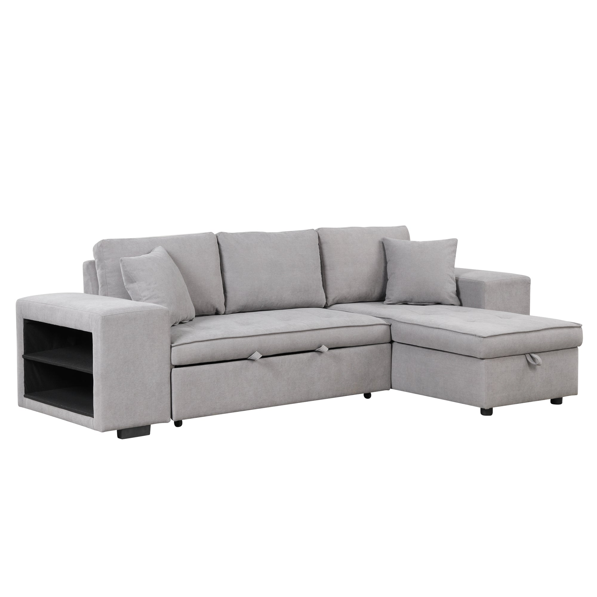 104" Pull Out Sleeper Sofa Reversible L-Shape Sectional Couch - Gray Sensual Secret Boutique