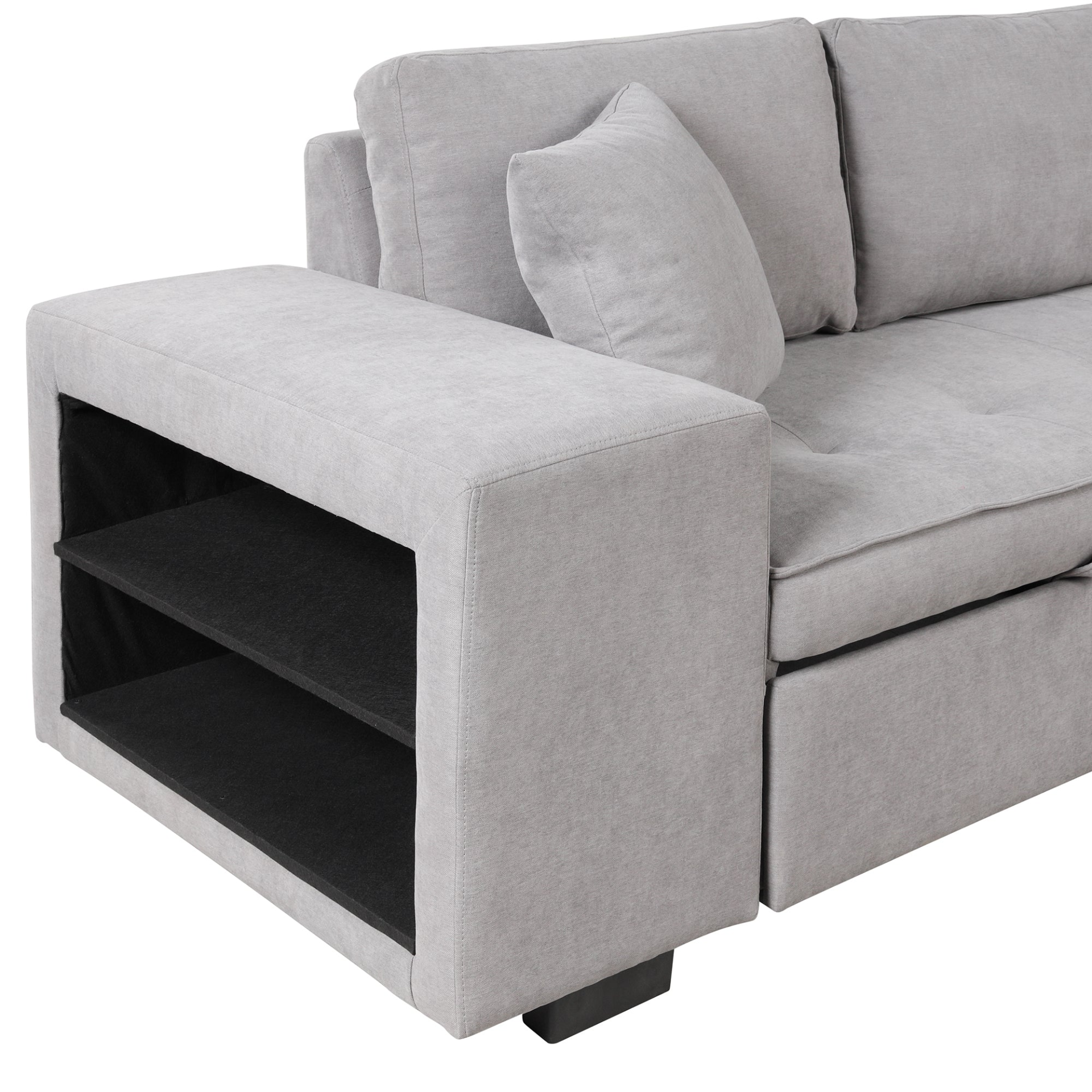 104" Pull Out Sleeper Sofa Reversible L-Shape Sectional Couch - Gray Sensual Secret Boutique