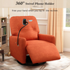 270 Degree Swivel Electric Recliner Home Theater Seating Single Reclining Sofa Rocking Motion Recliner with Phone Holder - Orange Sensual Secret Boutique