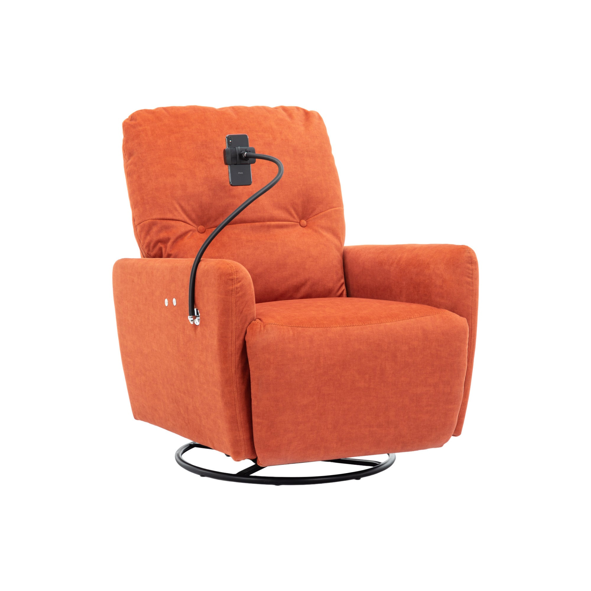 270 Degree Swivel Electric Recliner Home Theater Seating Single Reclining Sofa Rocking Motion Recliner with Phone Holder - Orange Sensual Secret Boutique