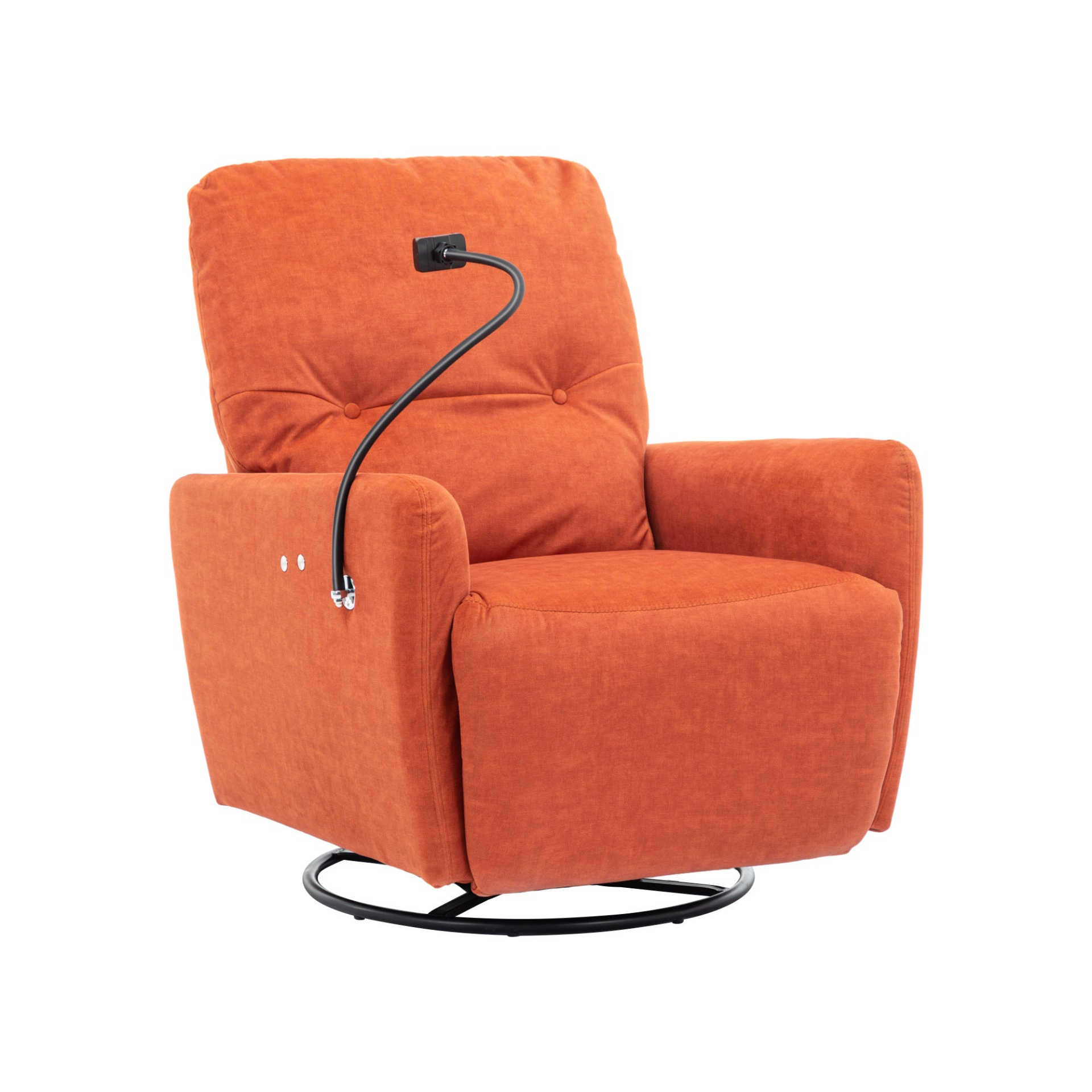 270 Degree Swivel Electric Recliner Home Theater Seating Single Reclining Sofa Rocking Motion Recliner with Phone Holder - Orange Sensual Secret Boutique