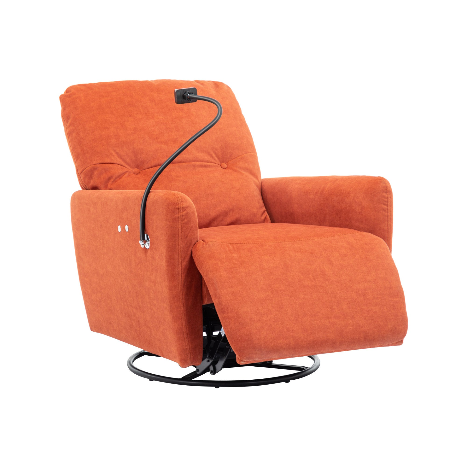 270 Degree Swivel Electric Recliner Home Theater Seating Single Reclining Sofa Rocking Motion Recliner with Phone Holder - Orange Sensual Secret Boutique