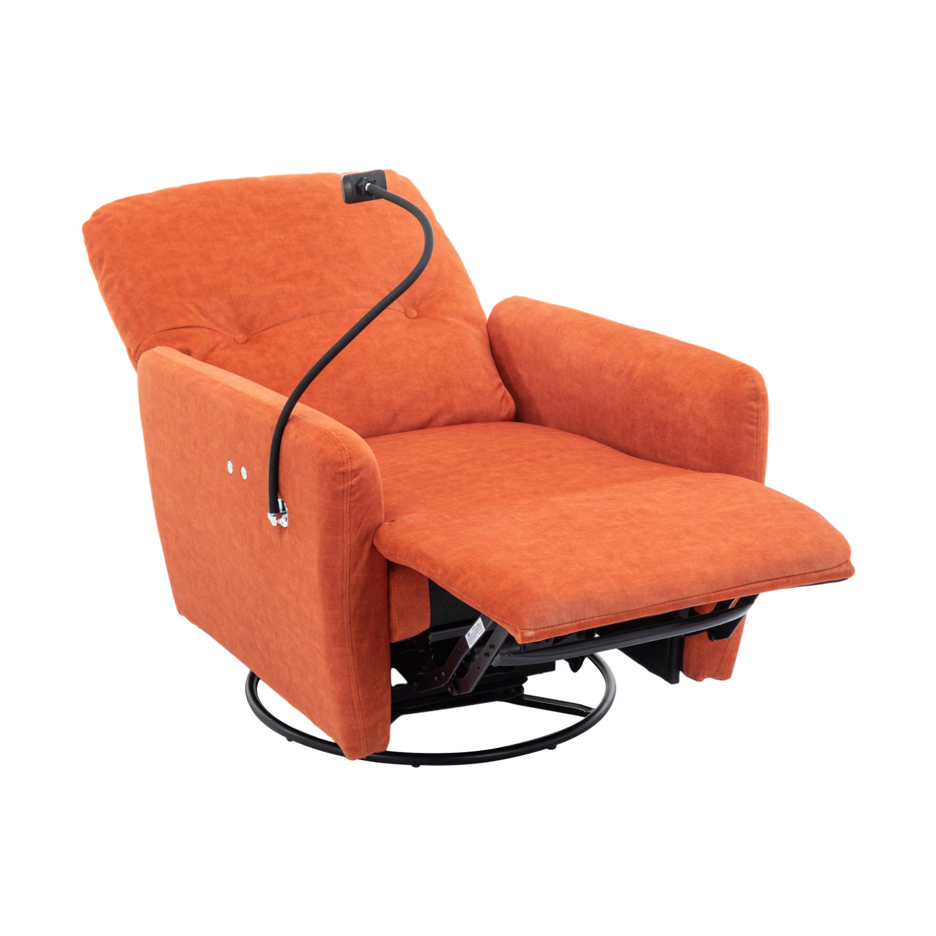 270 Degree Swivel Electric Recliner Home Theater Seating Single Reclining Sofa Rocking Motion Recliner with Phone Holder - Orange Sensual Secret Boutique