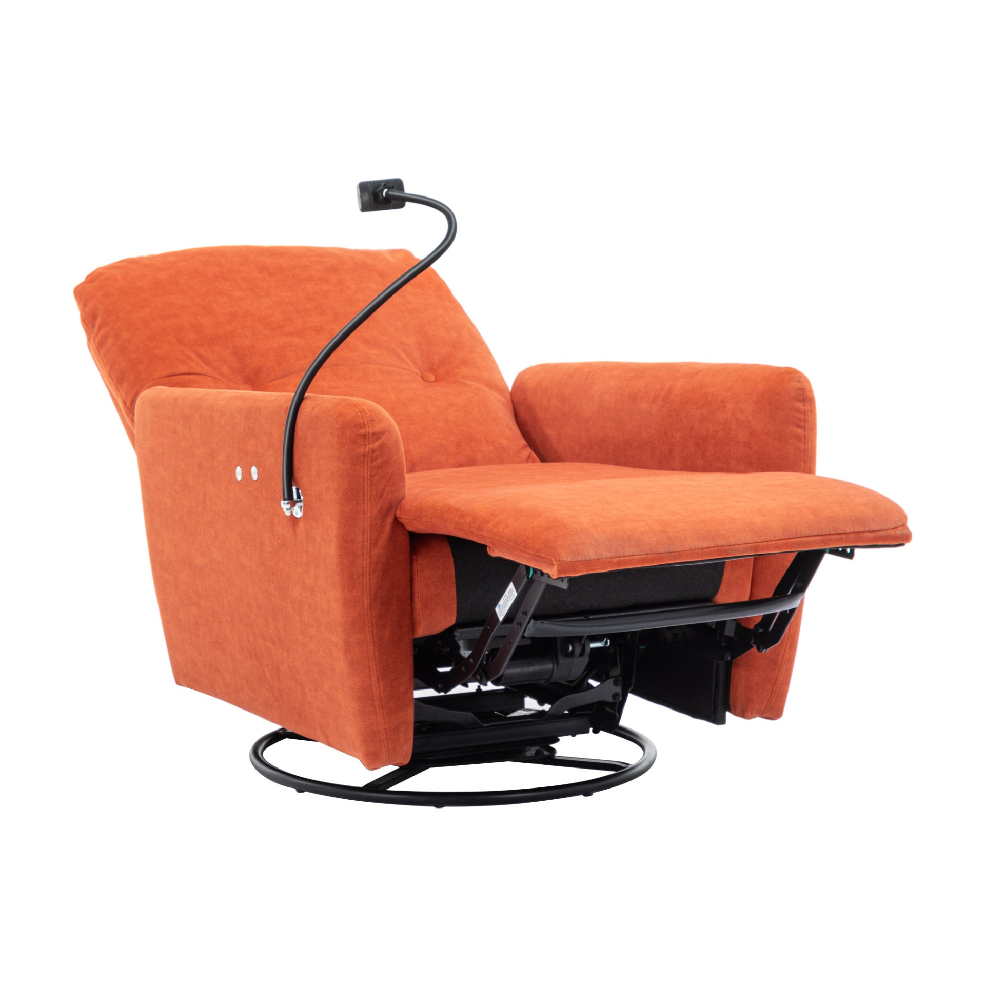 270 Degree Swivel Electric Recliner Home Theater Seating Single Reclining Sofa Rocking Motion Recliner with Phone Holder - Orange Sensual Secret Boutique