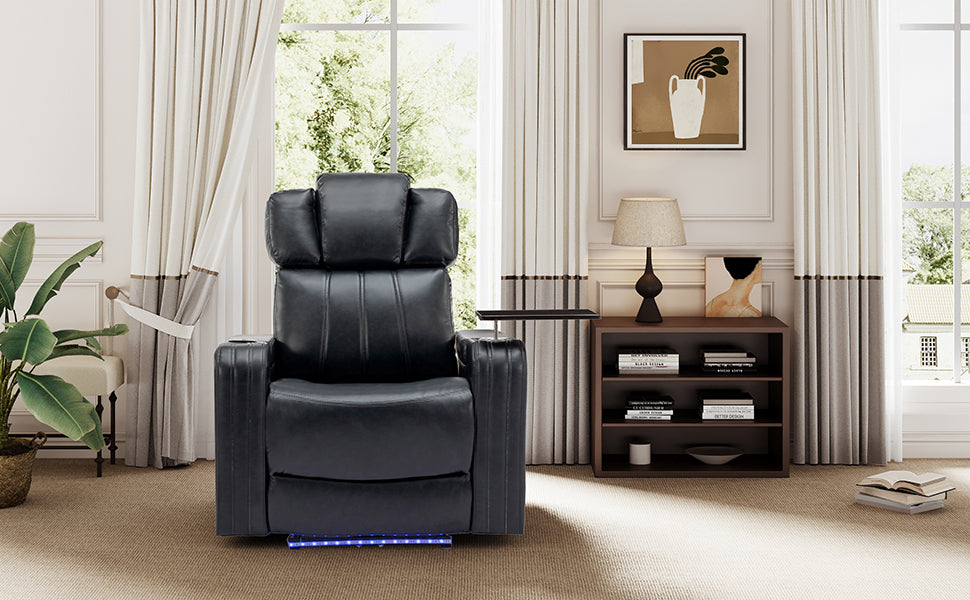 PU Leather Power Recliner Individual Seat Home Theater Recliner - Blue | Ultimate Comfort and Entertainment Sensual Secret Boutique