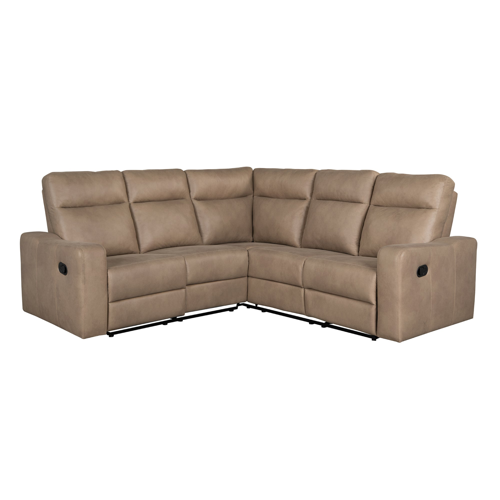 87.5" Manual Reclining Home Theater Seating Recliner Chair Sofa with Flipped Middle Backrest, 2 Cup Holders - Light Brown Sensual Secret Boutique