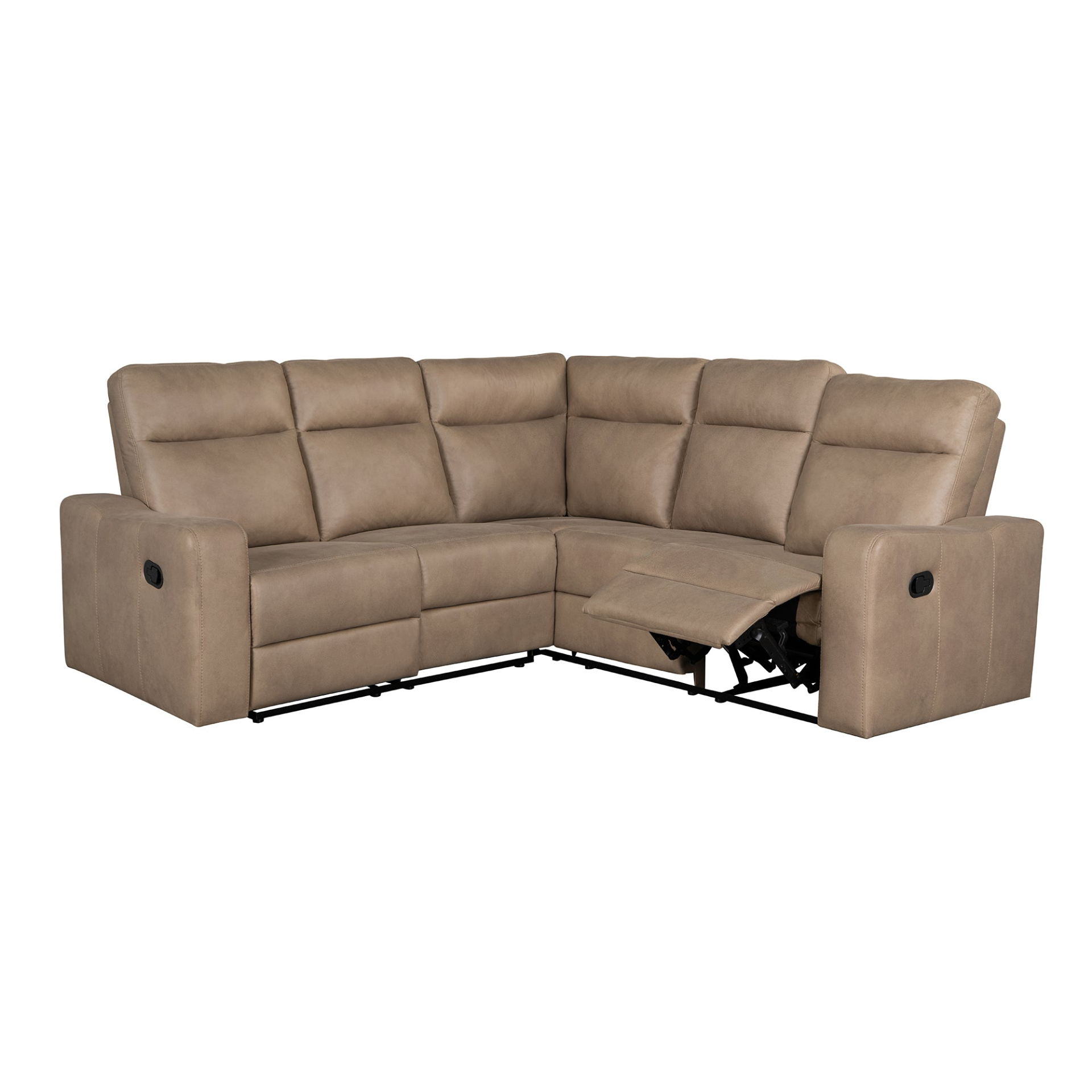 87.5" Manual Reclining Home Theater Seating Recliner Chair Sofa with Flipped Middle Backrest, 2 Cup Holders - Light Brown Sensual Secret Boutique