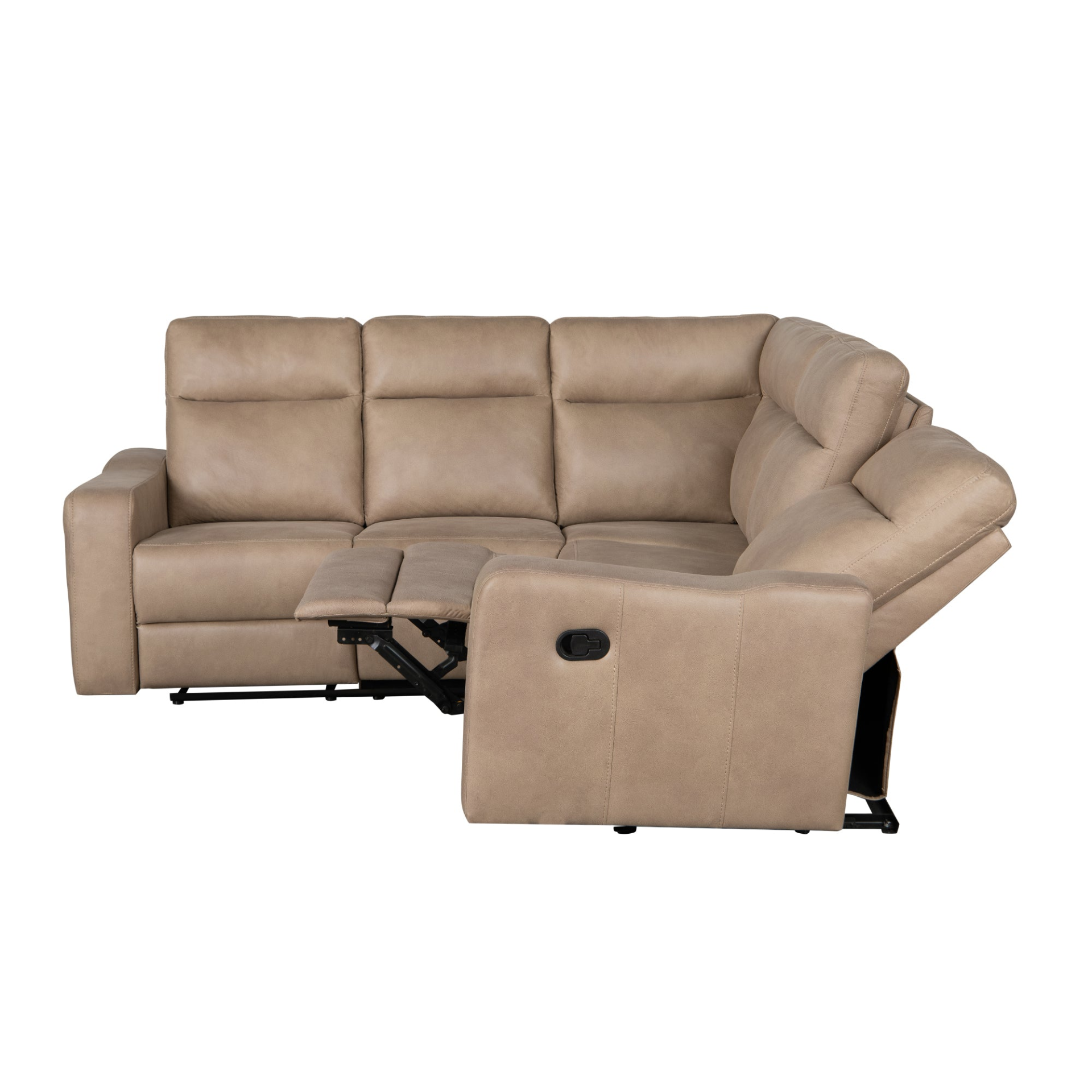 87.5" Manual Reclining Home Theater Seating Recliner Chair Sofa with Flipped Middle Backrest, 2 Cup Holders - Light Brown Sensual Secret Boutique