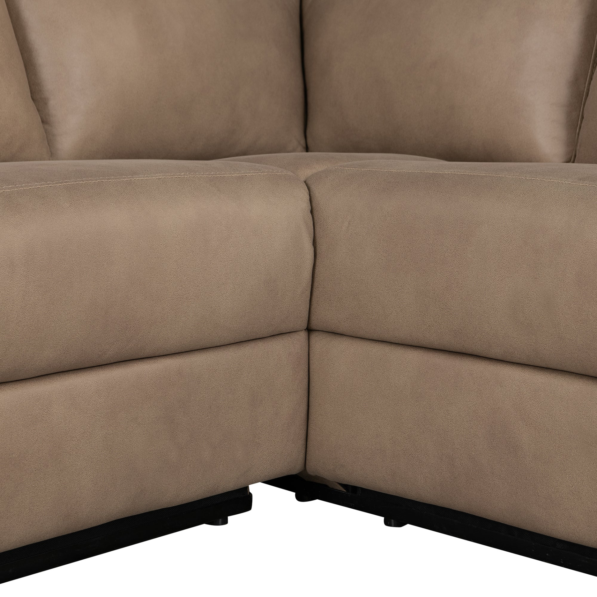 87.5" Manual Reclining Home Theater Seating Recliner Chair Sofa with Flipped Middle Backrest, 2 Cup Holders - Light Brown Sensual Secret Boutique