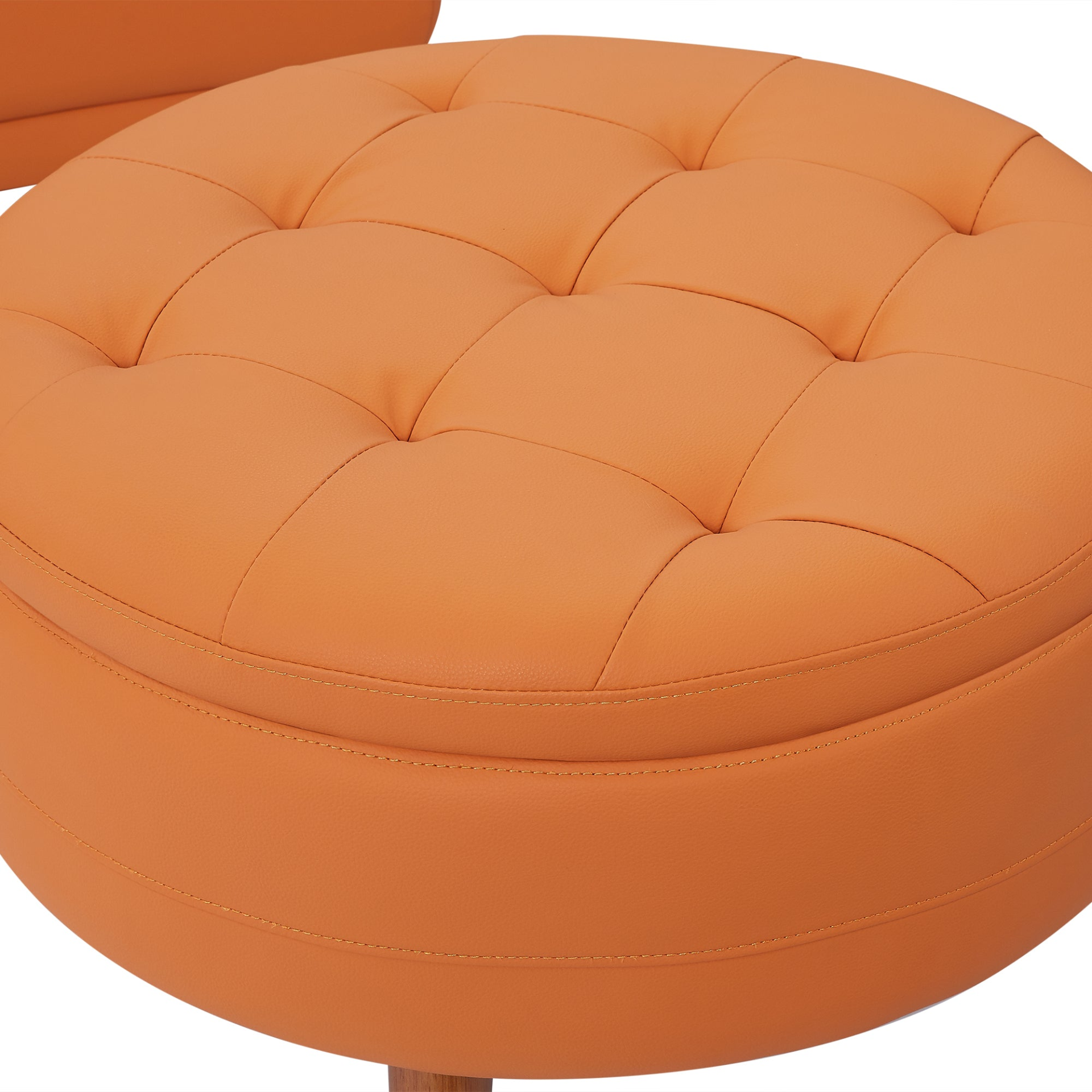 107" Contemporary Sofa Stylish Sofa Couch with Round Storage Ottoman and Three Removable Pillows, Orange Sensual Secret Boutique