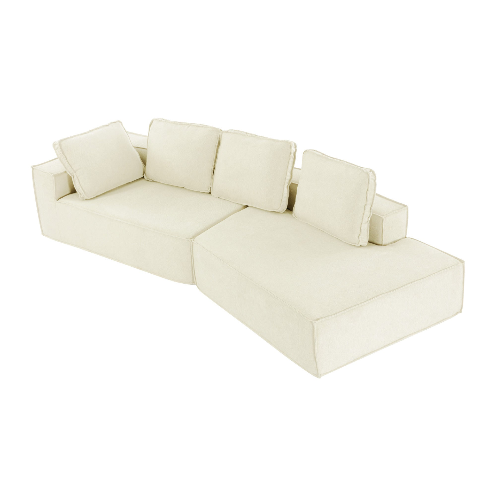 125" Stylish Chaise Lounge Modern Indoor Lounge Sofa Sleeper Sofa with Clean Lines, Beige Sensual Secret Boutique