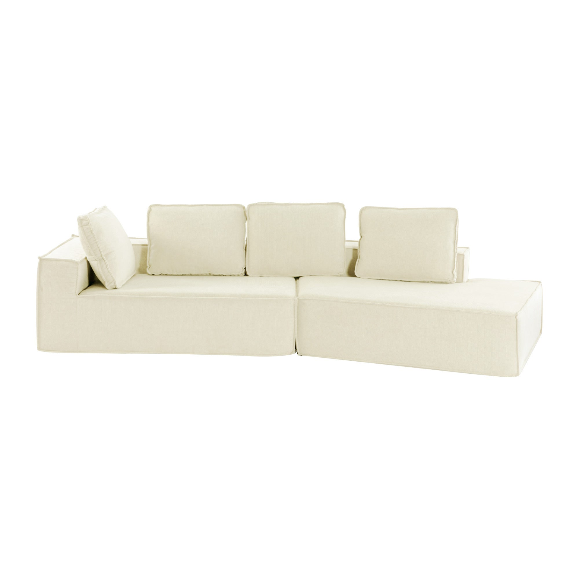 125" Stylish Chaise Lounge Modern Indoor Lounge Sofa Sleeper Sofa with Clean Lines, Beige Sensual Secret Boutique