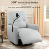 270 Degree Swivel Electric Recliner Home Theater Seating Single Reclining Sofa Rocking Motion Recliner with Phone Holder - Grey Sensual Secret Boutique