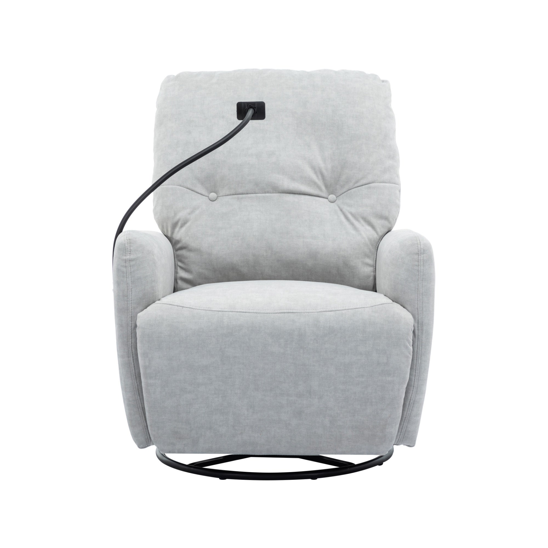 270 Degree Swivel Electric Recliner Home Theater Seating Single Reclining Sofa Rocking Motion Recliner with Phone Holder - Grey Sensual Secret Boutique