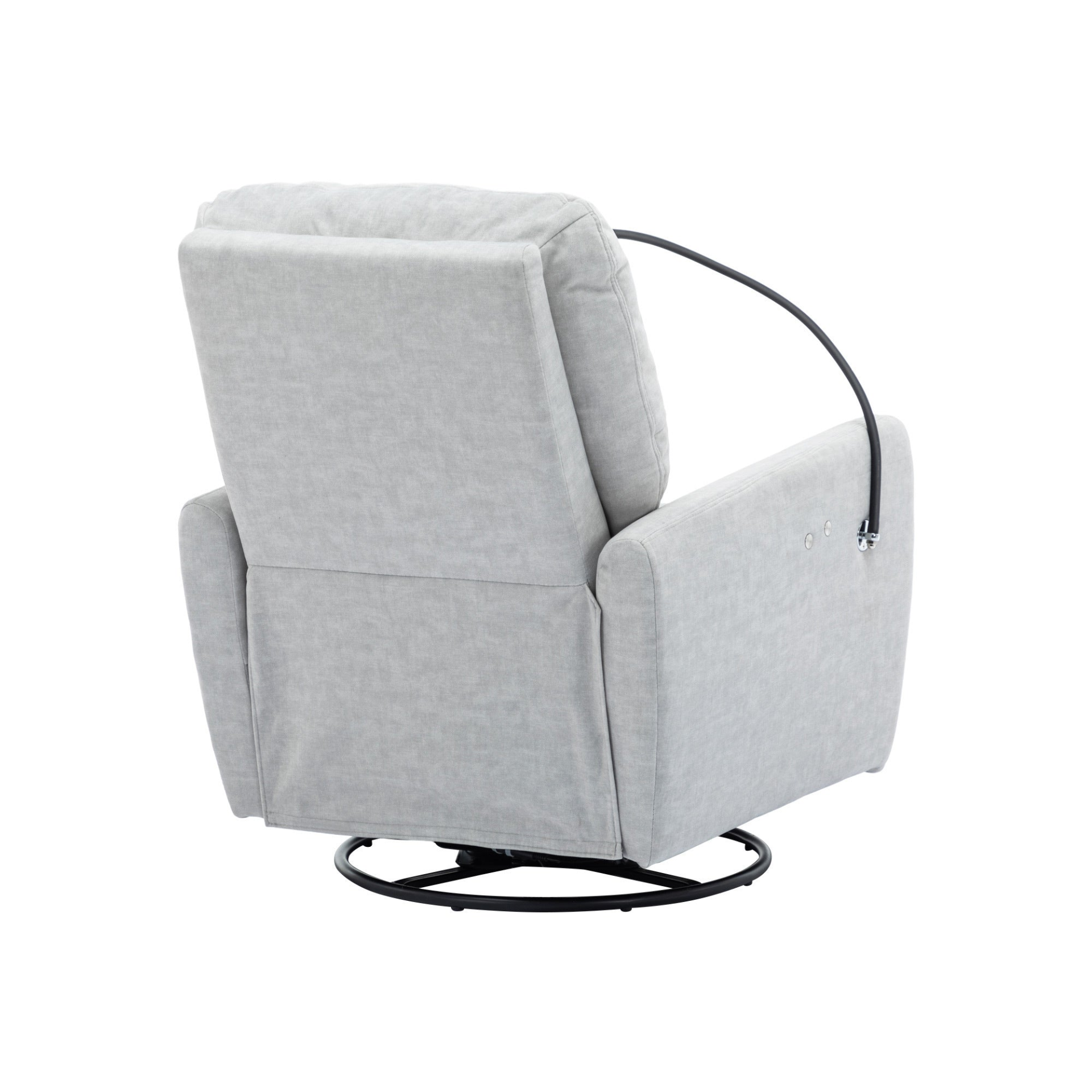 270 Degree Swivel Electric Recliner Home Theater Seating Single Reclining Sofa Rocking Motion Recliner with Phone Holder - Grey Sensual Secret Boutique