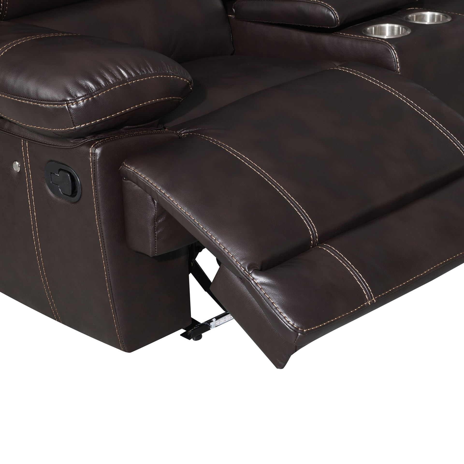 Recliner Chair Sofa Manual Reclining Home Seating Seats Movie Theater Chairs with Cup Holders and Storage Box, Brown Sensual Secret Boutique