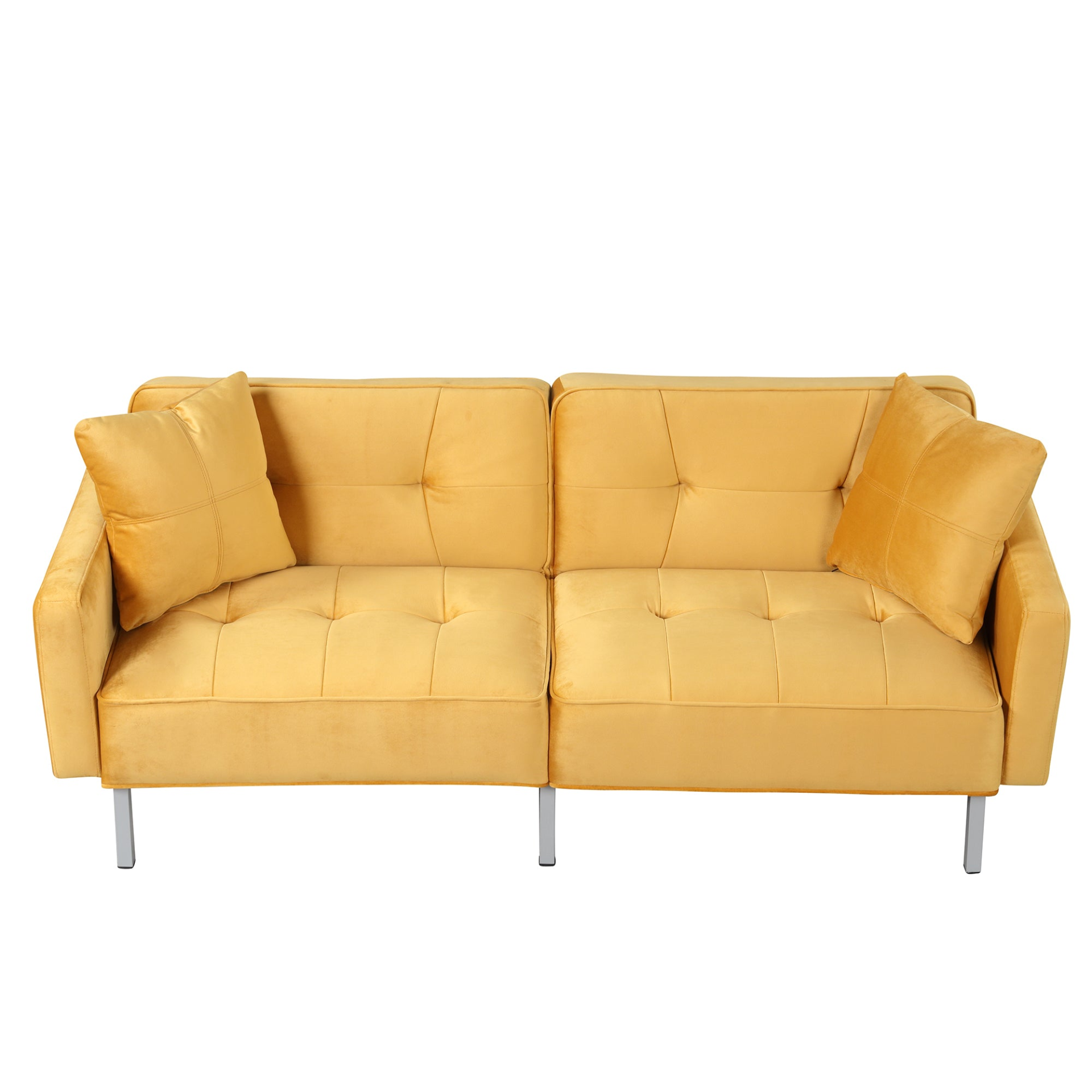 Orisfur Linen Upholstered Modern Convertible Folding Futon Sofa Bed - Yellow Sensual Secret Boutique