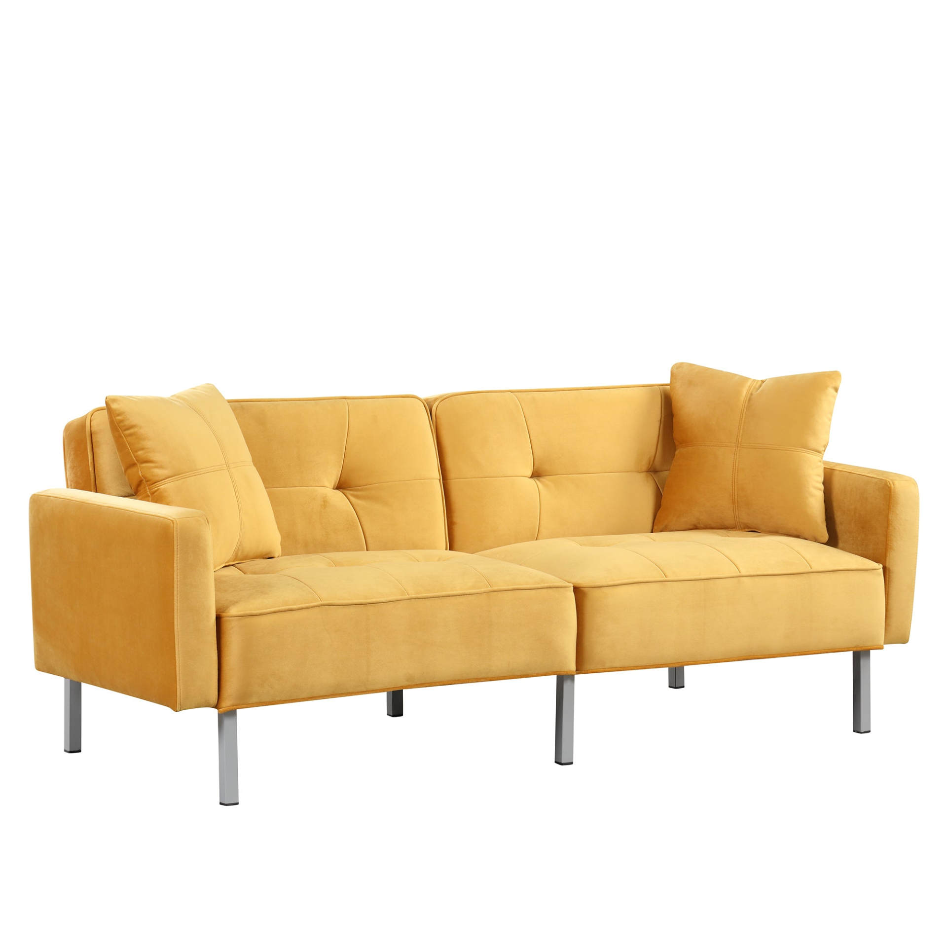 Orisfur Linen Upholstered Modern Convertible Folding Futon Sofa Bed - Yellow Sensual Secret Boutique