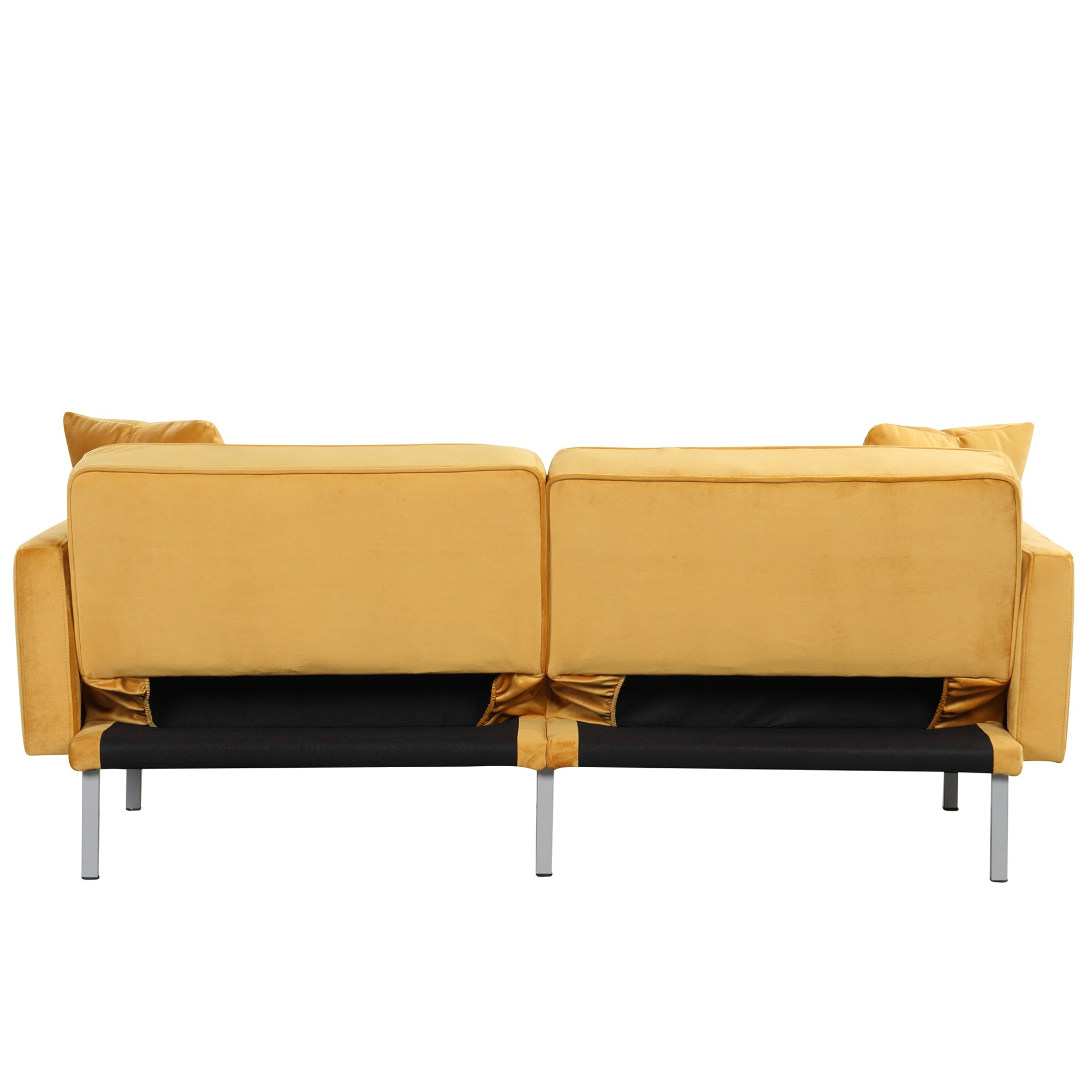 Orisfur Linen Upholstered Modern Convertible Folding Futon Sofa Bed - Yellow Sensual Secret Boutique