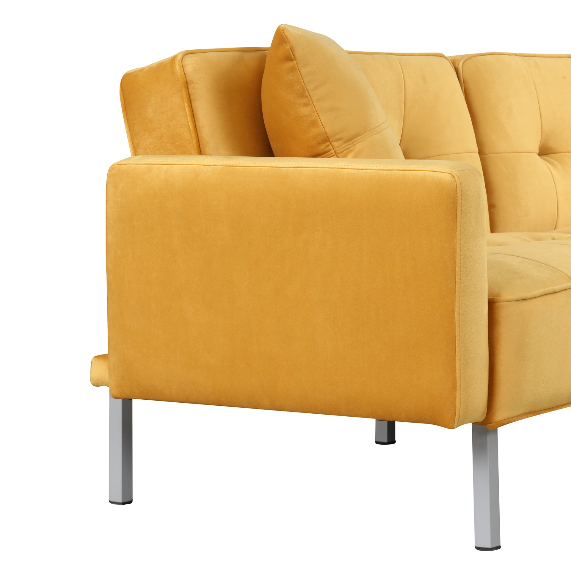 Orisfur Linen Upholstered Modern Convertible Folding Futon Sofa Bed - Yellow Sensual Secret Boutique