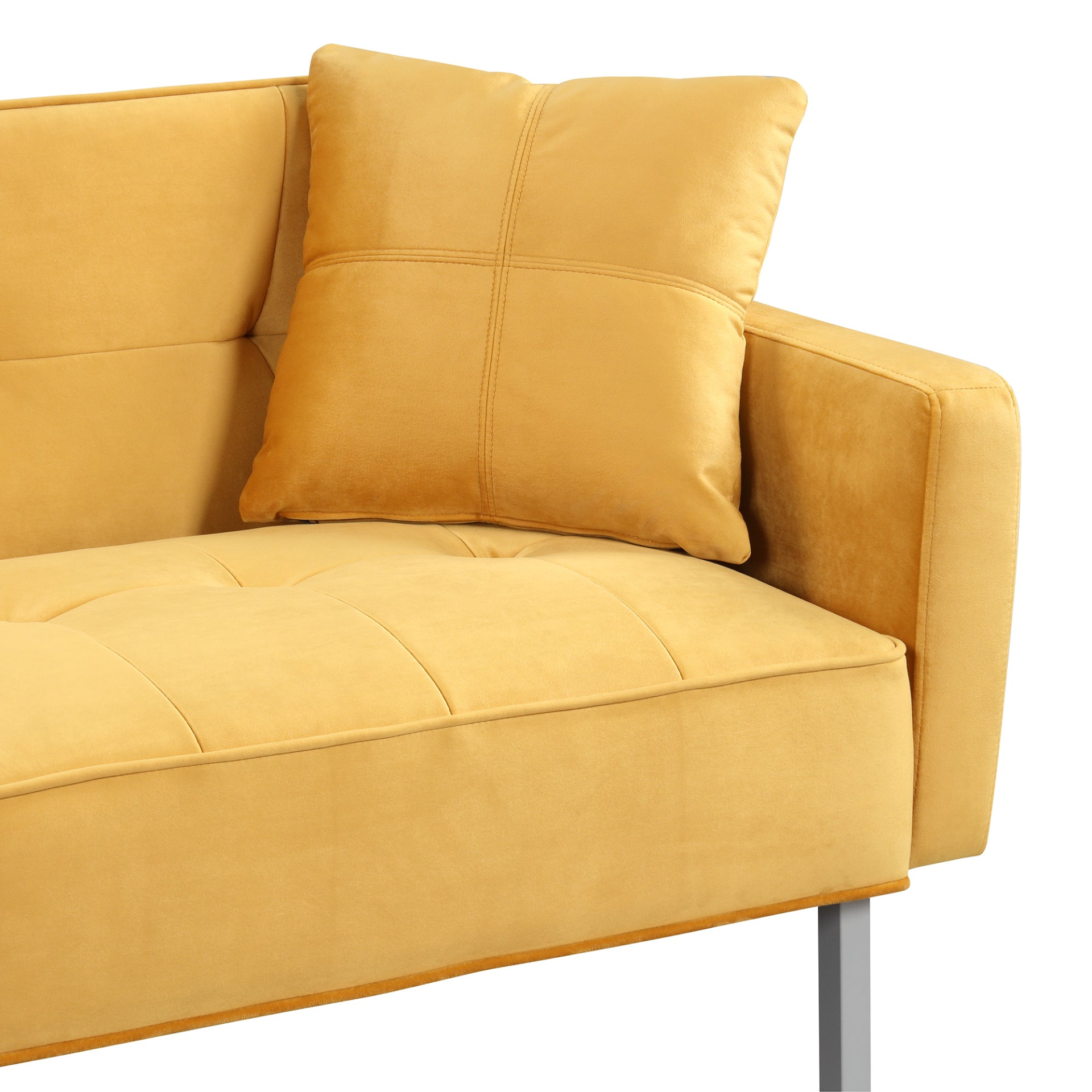 Orisfur Linen Upholstered Modern Convertible Folding Futon Sofa Bed - Yellow Sensual Secret Boutique