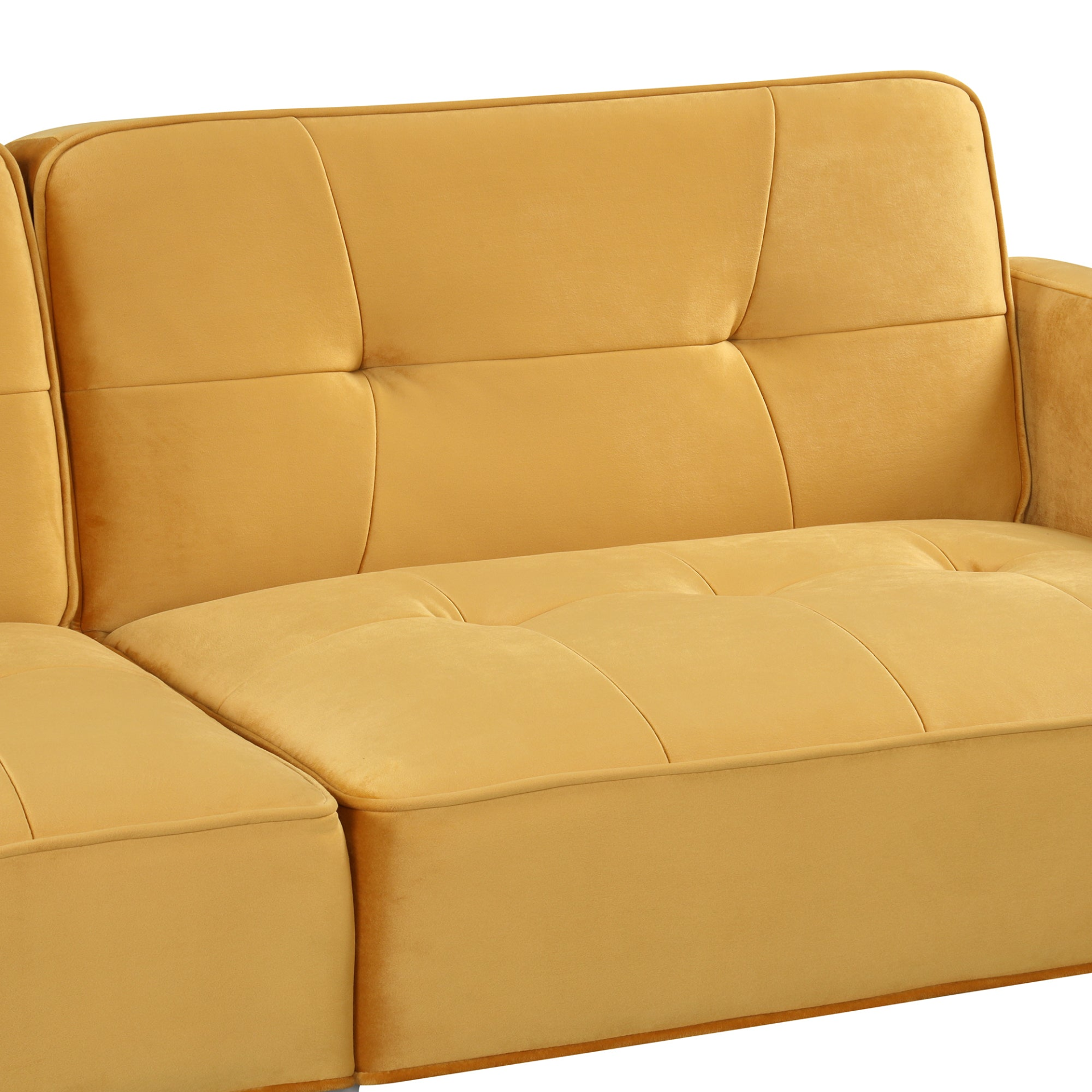 Orisfur Linen Upholstered Modern Convertible Folding Futon Sofa Bed - Yellow Sensual Secret Boutique