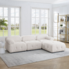 Modular Sectional Sofa | Button Tufted Design | L Shaped Couch with Reversible Ottoman - Ivory Teddy Fabric Sensual Secret Boutique