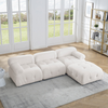 Modular Sectional Sofa | Button Tufted Design | L Shaped Couch with Reversible Ottoman - Ivory Teddy Fabric Sensual Secret Boutique