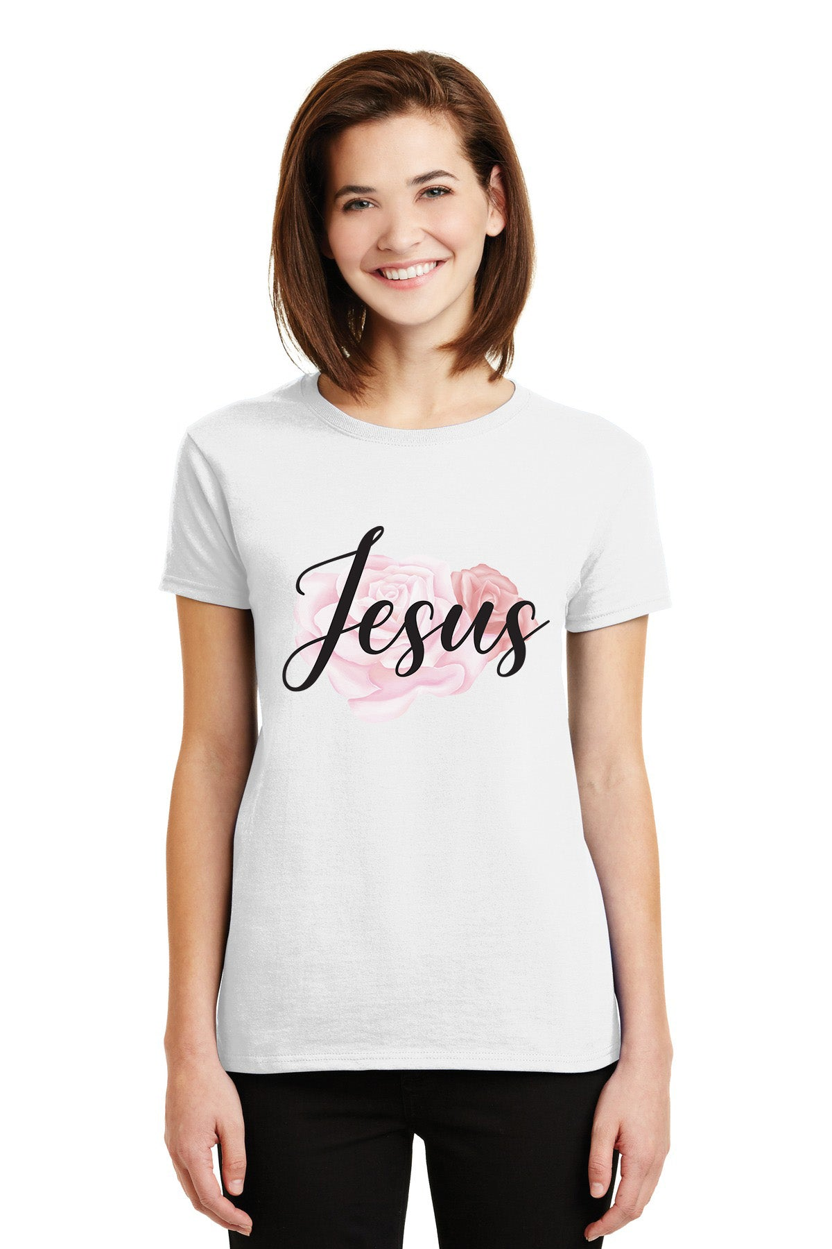 Jesus (with a pink rose) T-Shirt Sensual Secret Boutique